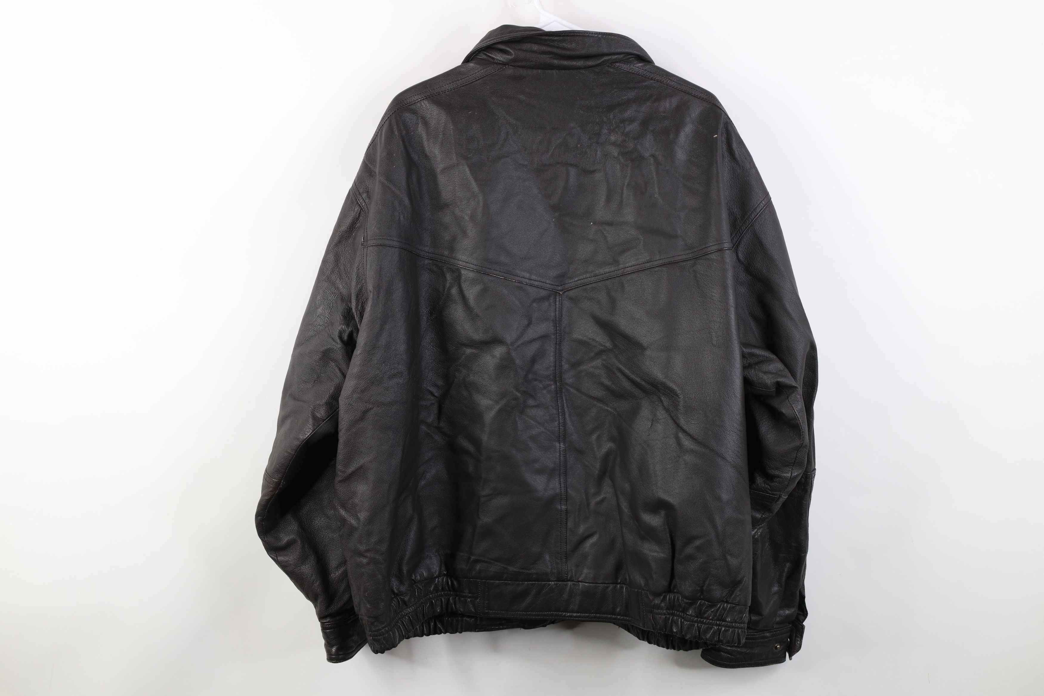 Vintage Vintage 90s Streetwear Quilted Leather Bomber Jacket Brown Size US XXL / EU 58 / 5 - 15 Thumbnail