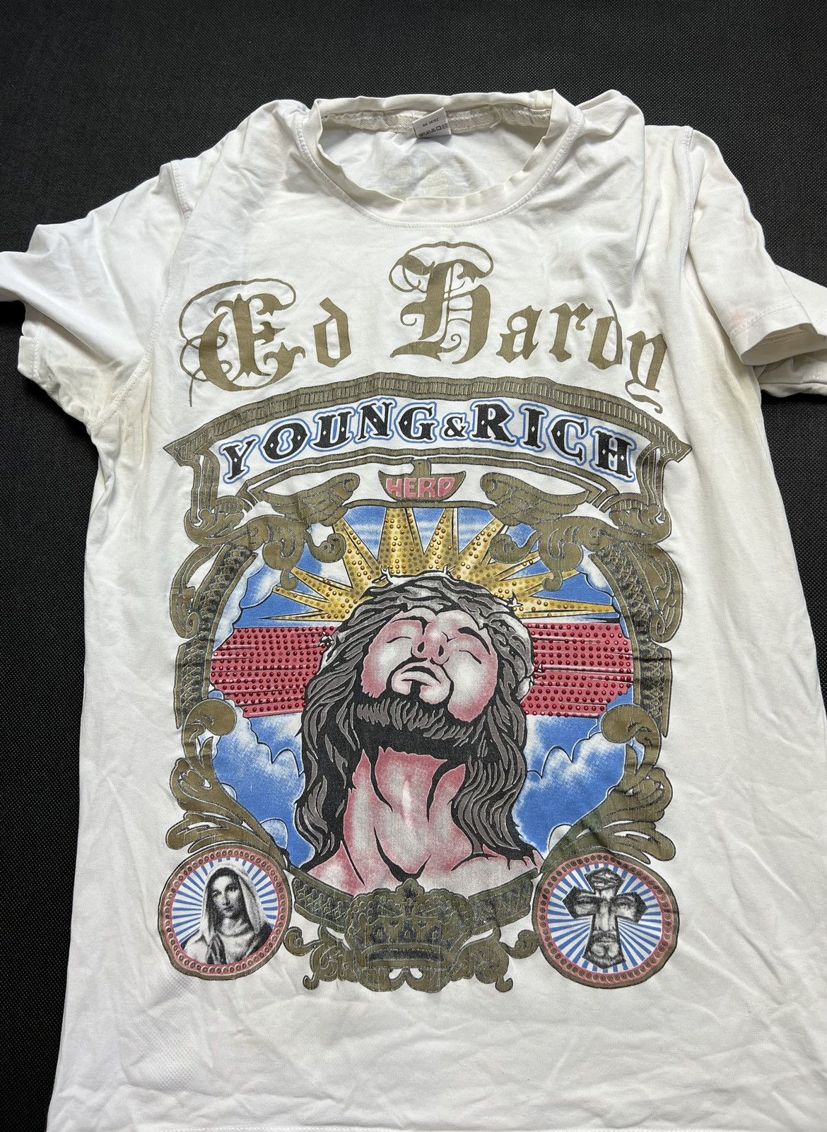 Ed Hardy × Vintage Tshirt Ed Hardy Young & Rich Jesus Vintage Size US M / EU 48-50 / 2 - 2 Thumbnail