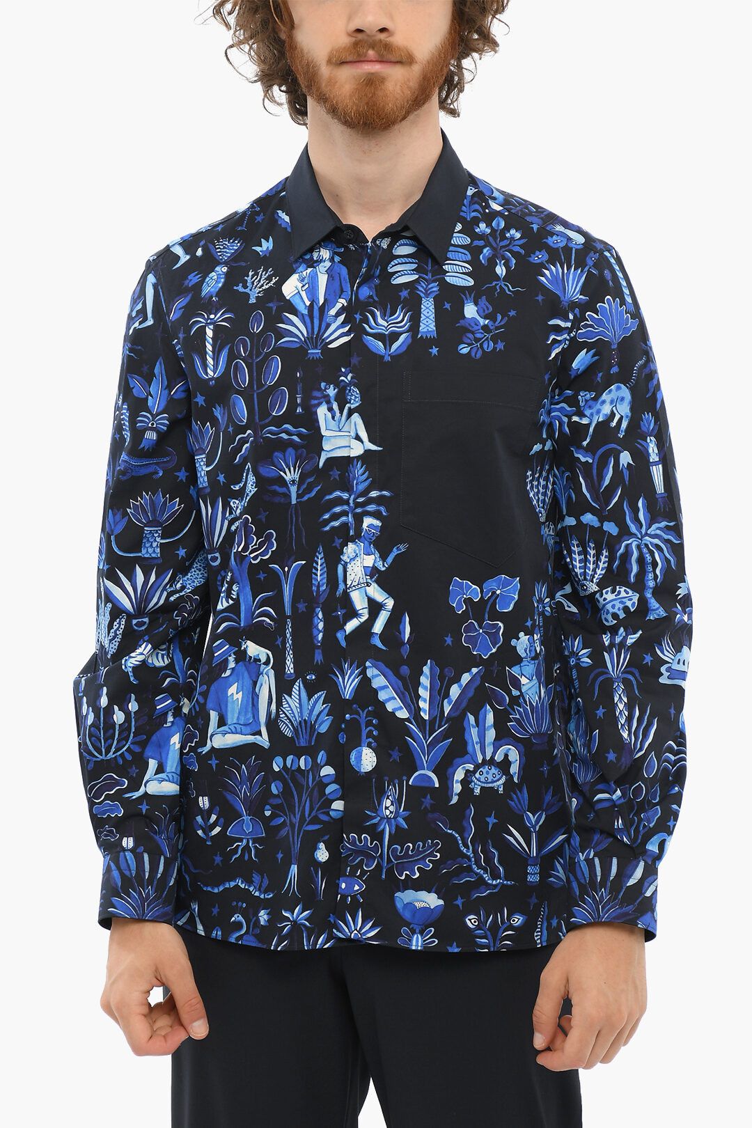 image of Neil Barrett Og1Mm1223 Shirt In Blue Black, Men's (Size Small)