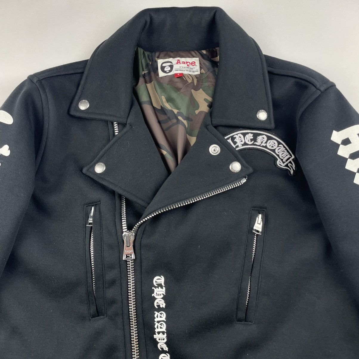 Bape 2014 AAPE by a Bathing Ape Biker Jacket S Black Camo Lined Size US S / EU 44-46 / 1 - 5 Thumbnail