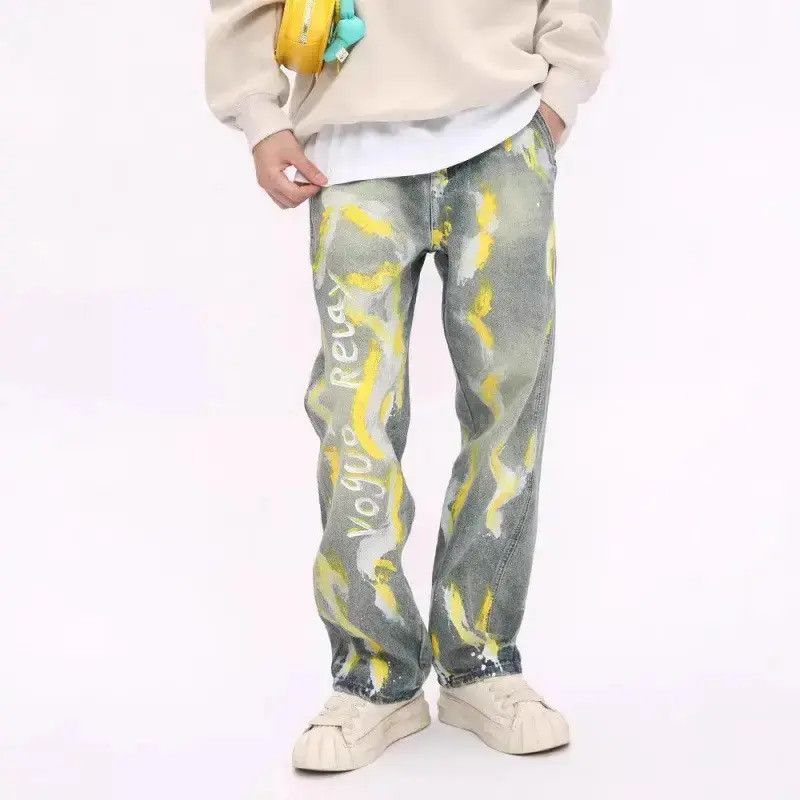 Japanese Brand Retro loose straight leg graffiti jeans Size US 32 / EU 48 - 6 Thumbnail