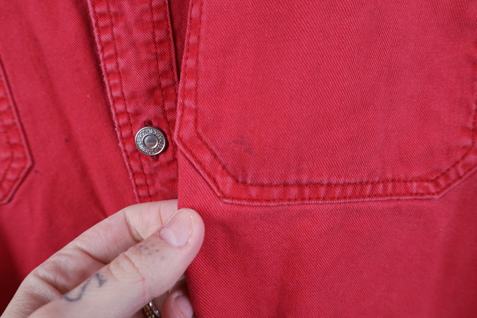 Levi's Vintage 90s Levis Baggy Denim Jean Button Shirt Red Cotton Size US L / EU 52-54 / 3 - 6 Thumbnail