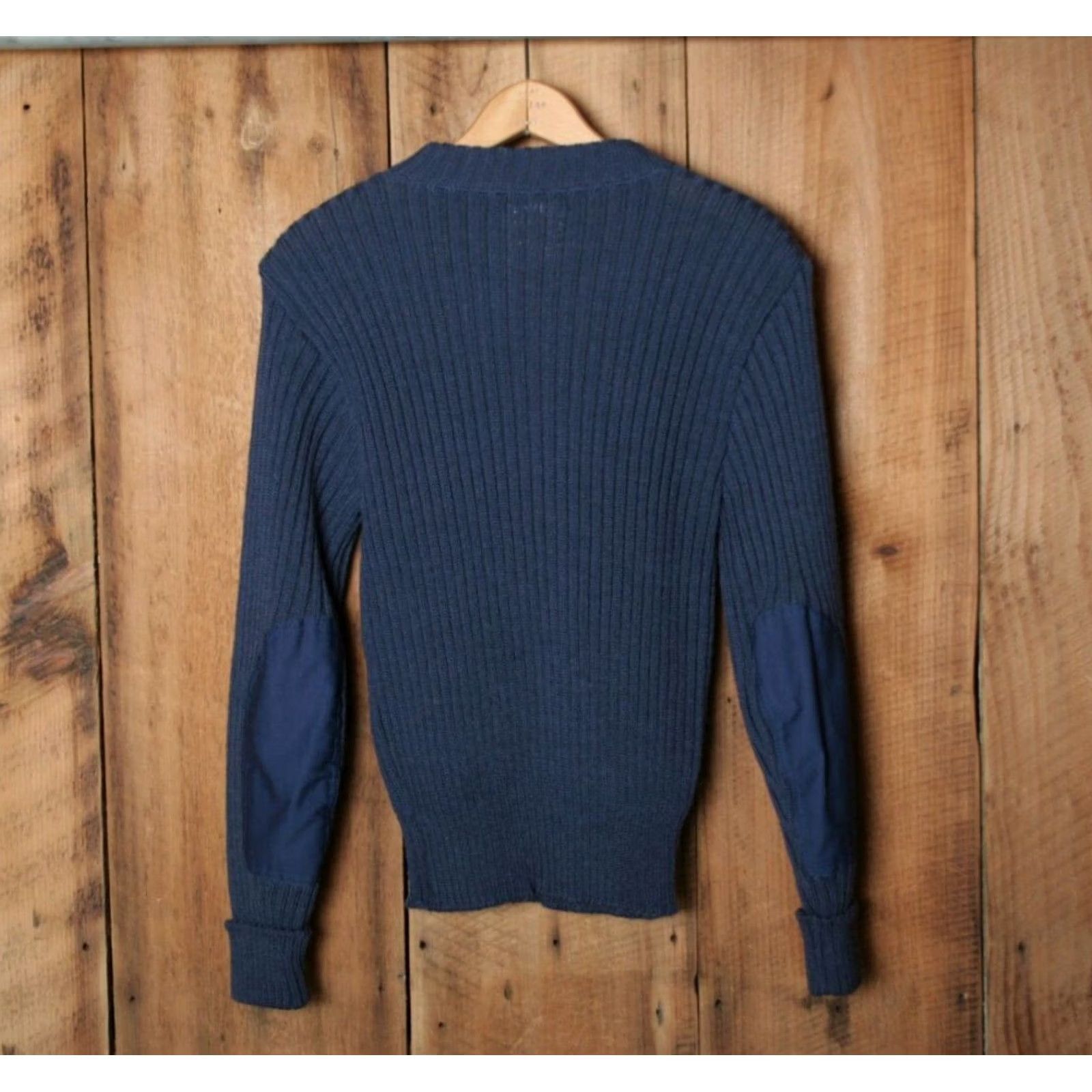 Commando Brigade Quartermasters Woolly Pully Blue Wool Commando Sweater Sz. 36W Men Pullover V-Neck Elbow Patches Shirt/Sweater Size US M / EU 48-50 / 2 - 5 Thumbnail