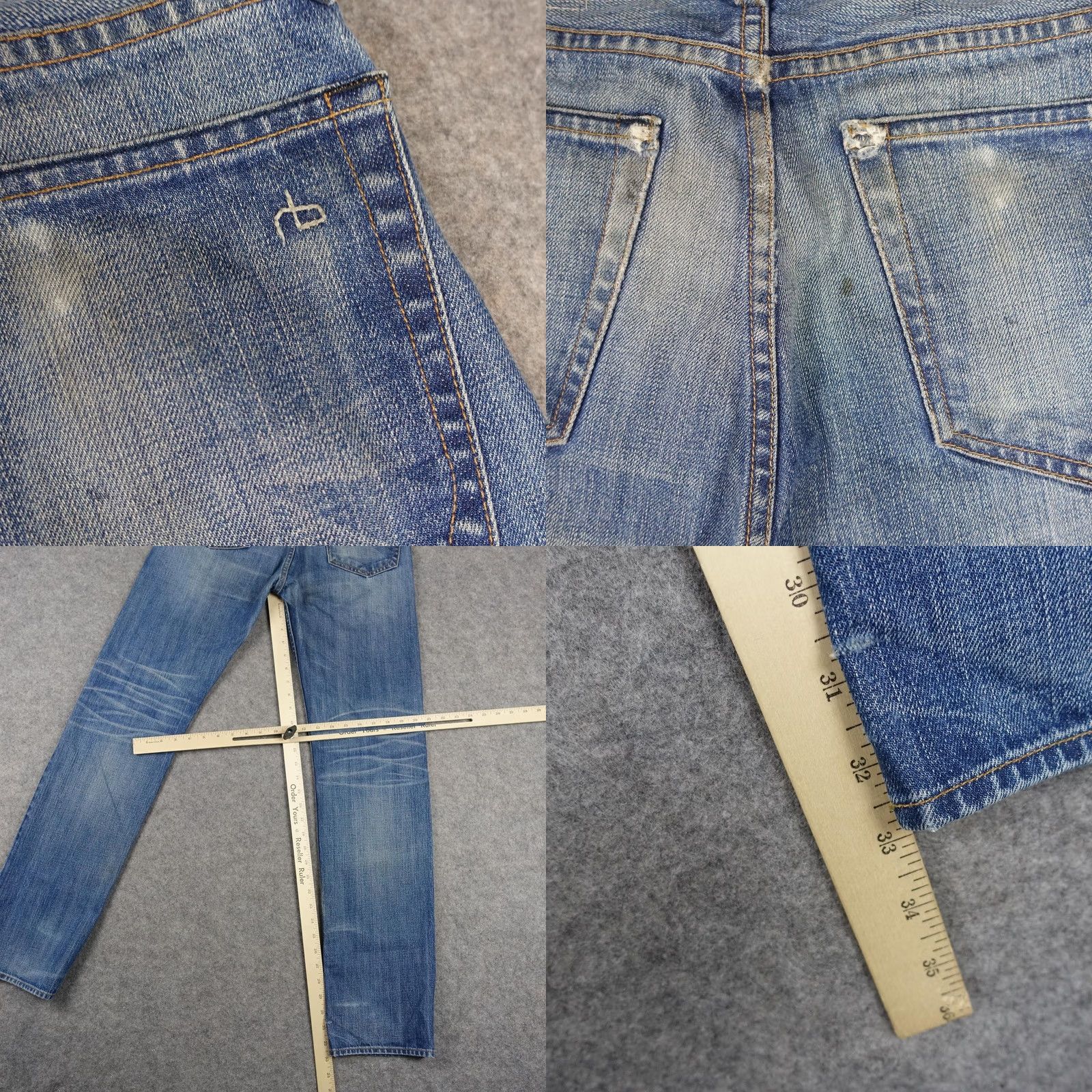 Rag & Bone rag & bone RB 15X Jeans Slim Straight Mens 28x33 Blue Medium Wash Distressed Vintage-Inspired Pockets 5-Pocket Denim Cotton M1551K165 Size US 28 / EU 44 - 9 Thumbnail