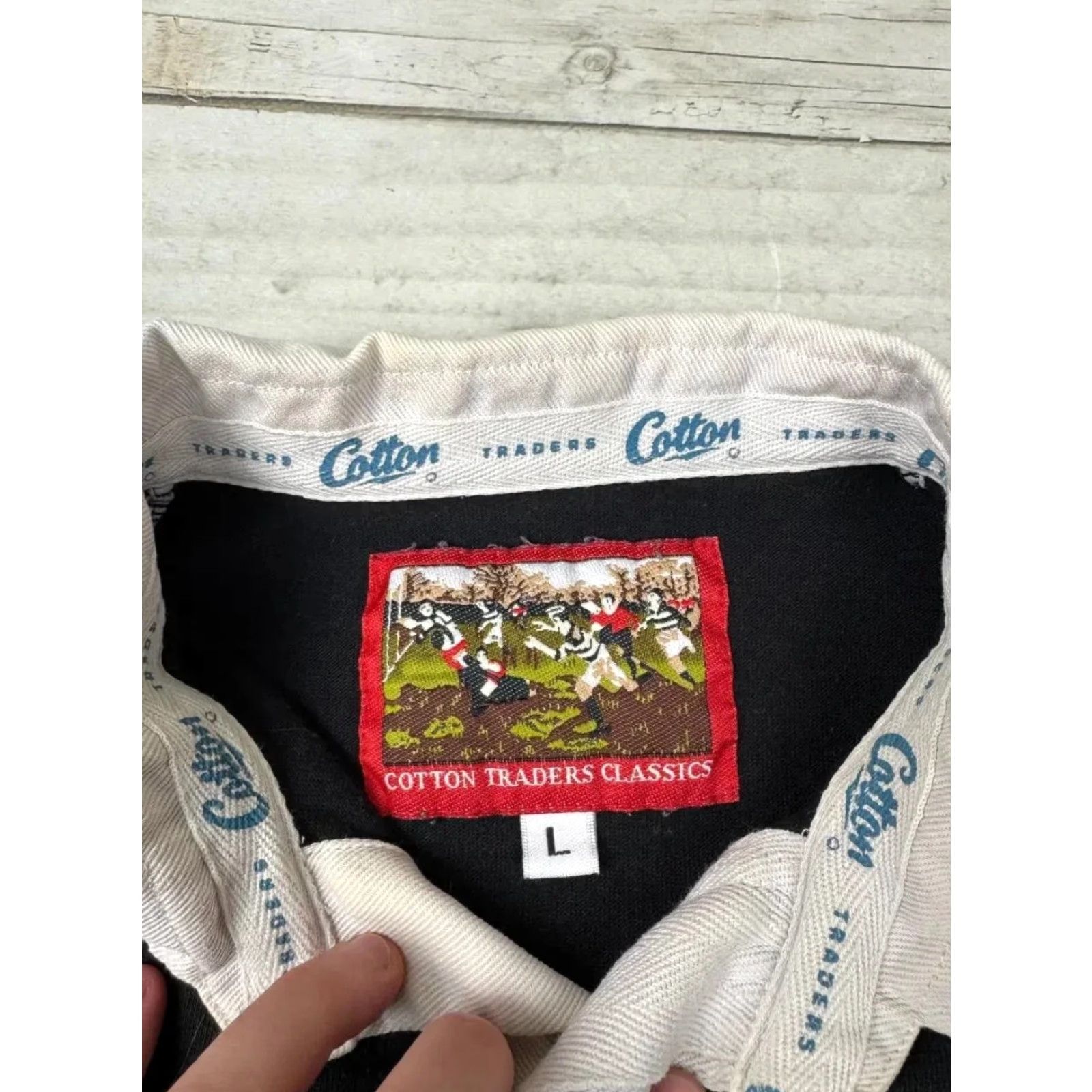 Cotton Traders VINTAGE Cotton Traders Polo Shirt Rugby 90s Men Size L Black Shirt Mens Size US L / EU 52-54 / 3 - 4 Thumbnail