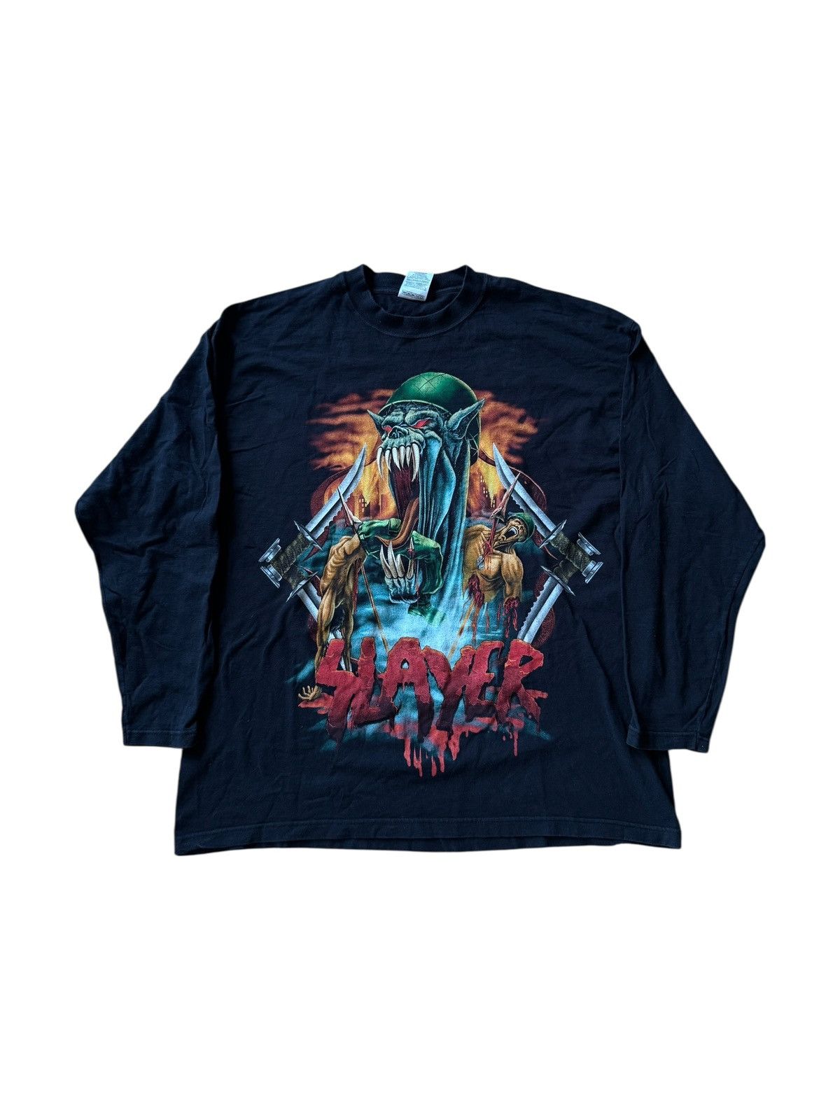 Slayer *RARE* 90s VINTAGE SLAYER LONGSLEEVE BAND TEE METAL Size US XL / EU 56 / 4 - 5 Thumbnail