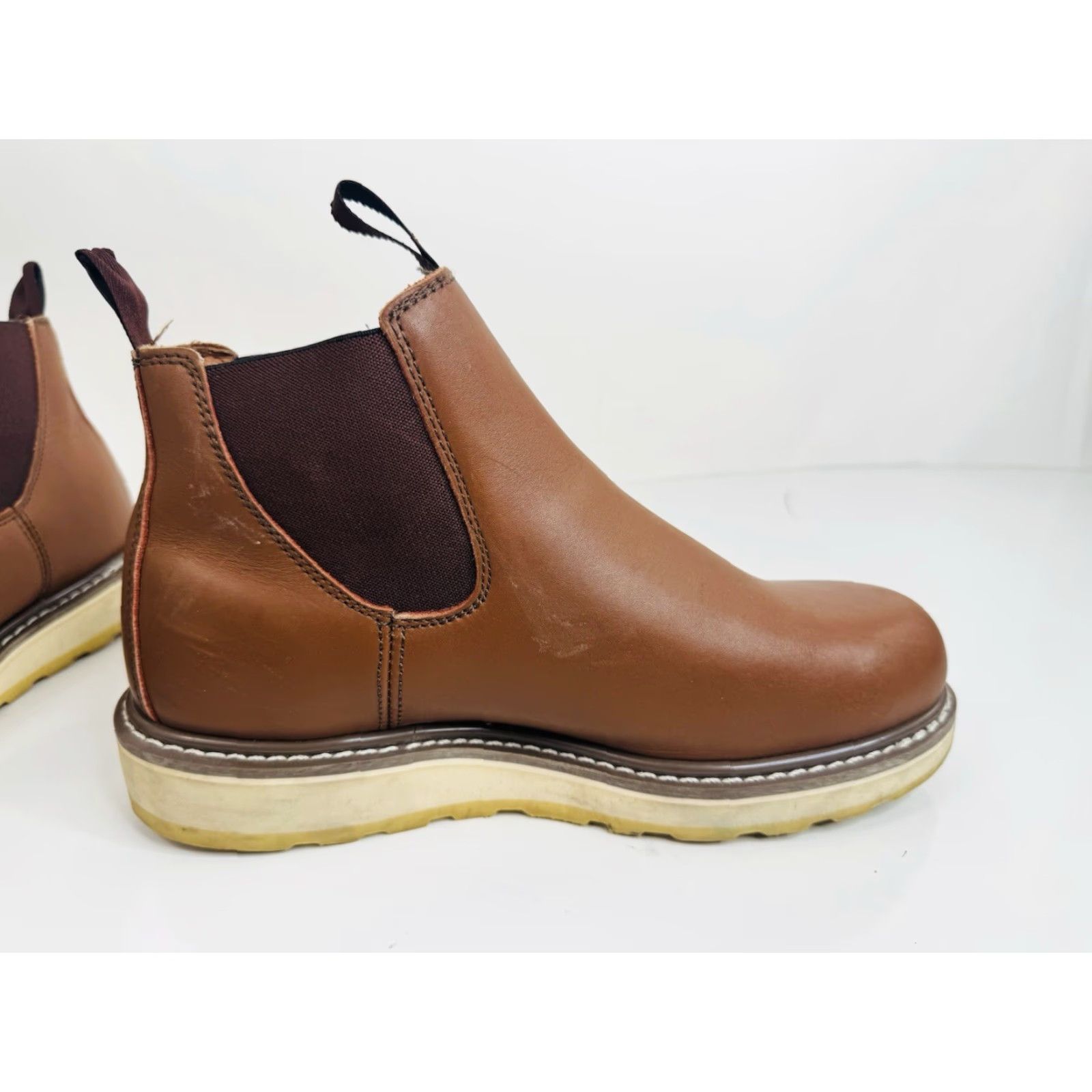 Sears VINTAGE SEARS DIE HARD Sure Track Men Boots Slip On Chukka Work Brown Leather 10.5 Mens Size US 11 / EU 44 - 5 Thumbnail