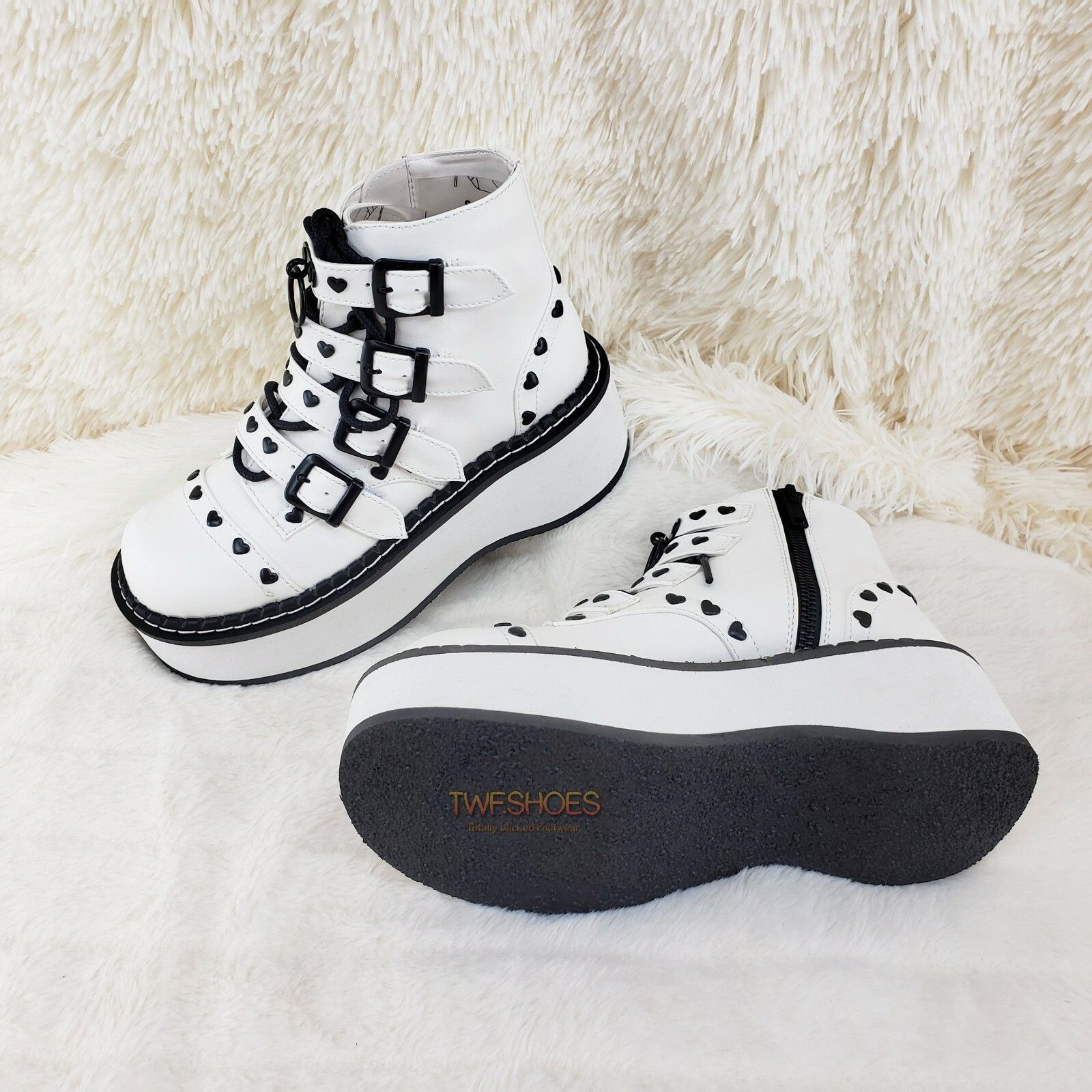 DEMONIA Emily 315 White Matte Heart Stud 2