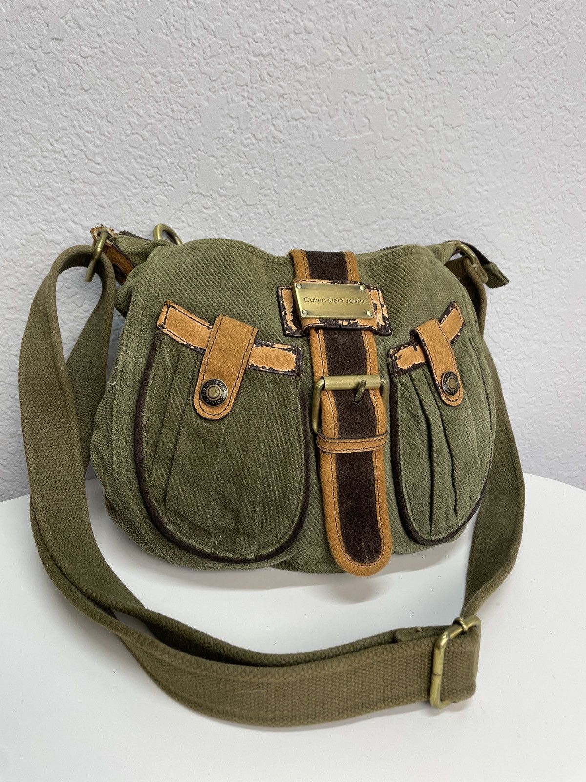 Calvin Klein Vintage Y2K Calvin Klein 00s Velvet Leather Bag Kmrii Style Size ONE SIZE - 2 Thumbnail