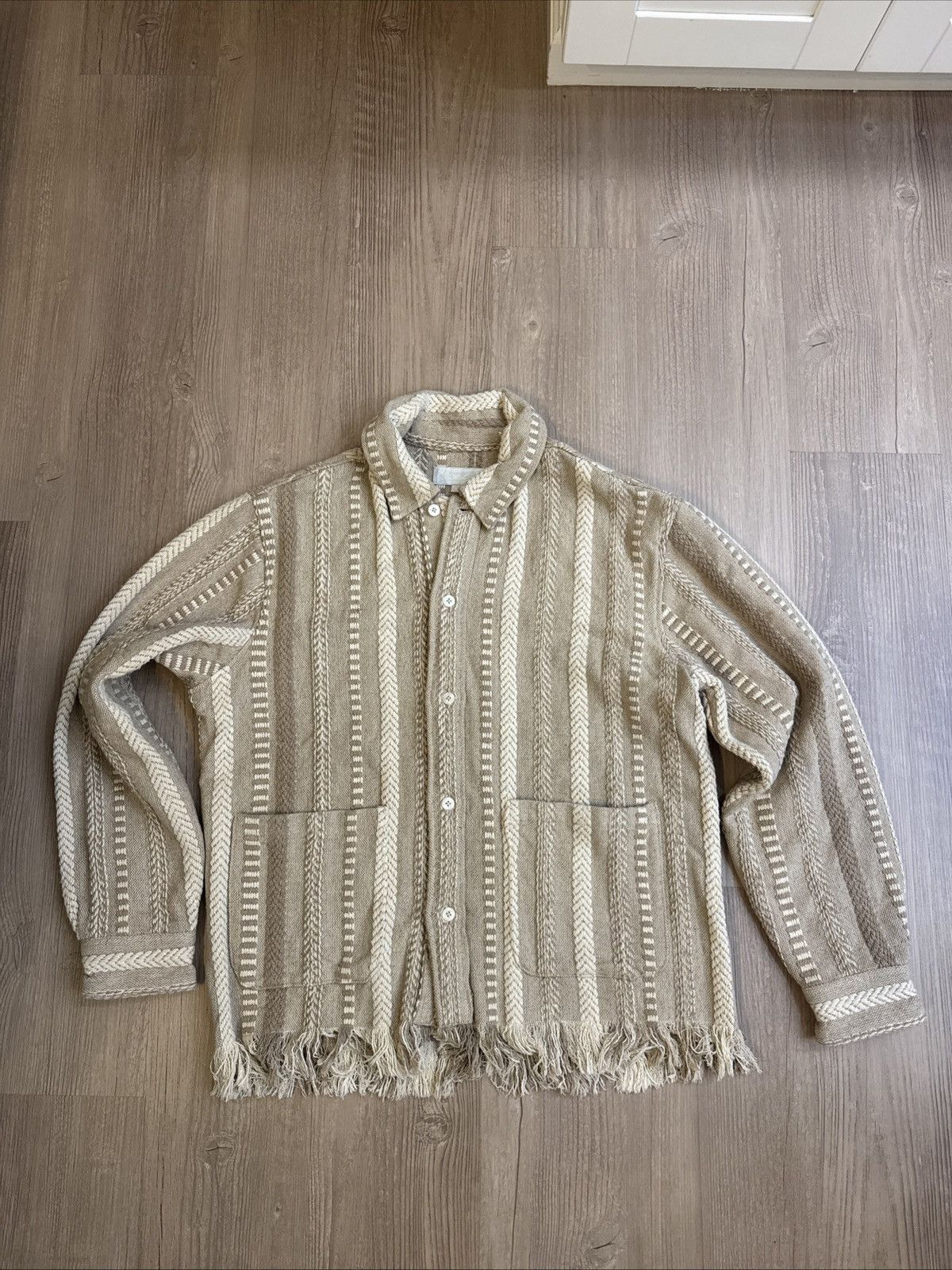 Kith Kith Mixed Stripe Tweed Boxy Overshirt Creme Sz S Size US S / EU 44-46 / 1 - 1 Thumbnail