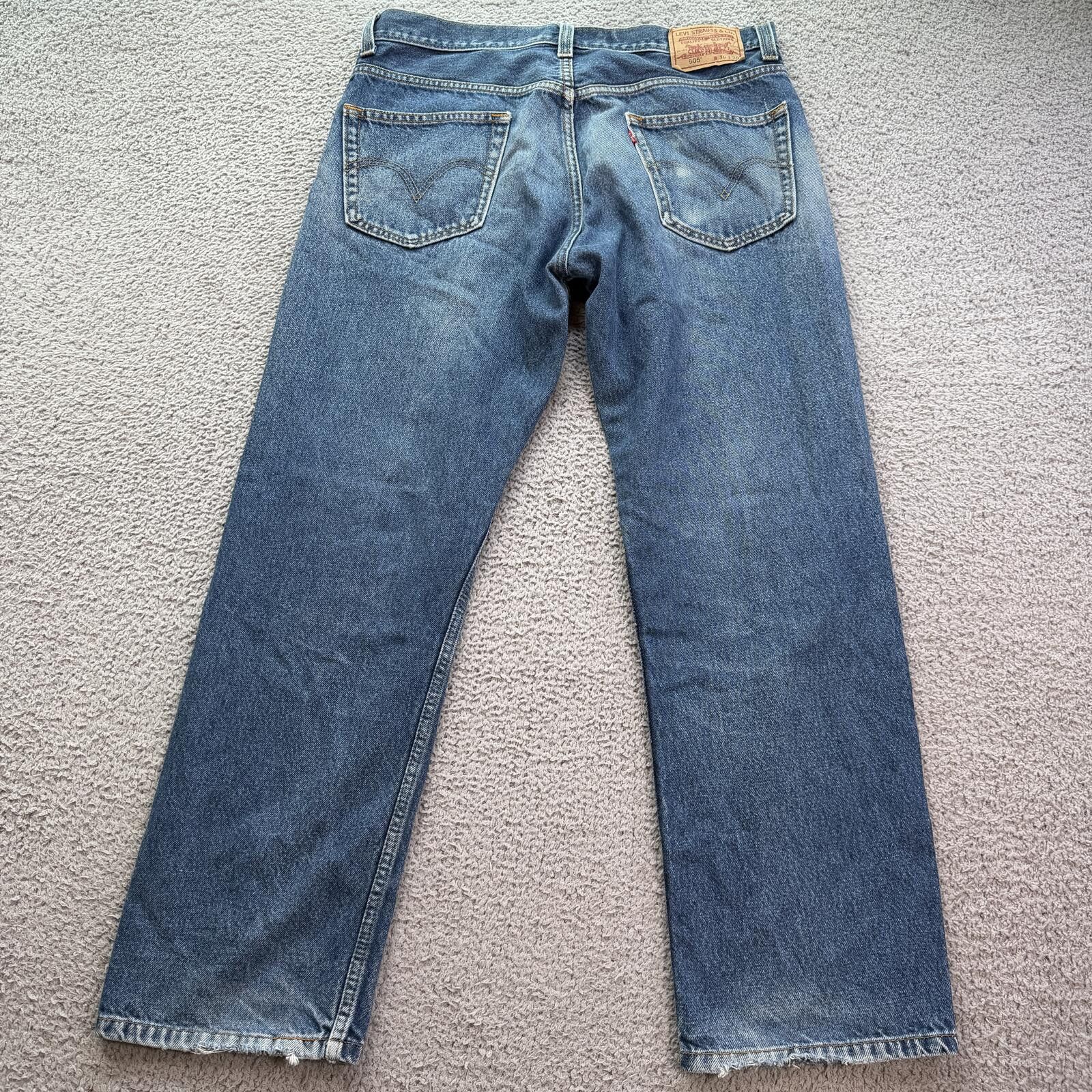 Levi's Vintage Y2K Levis 505 Regular Fit Straight Faded Jeans 36x30 Size US 36 / EU 52 - 2 Thumbnail