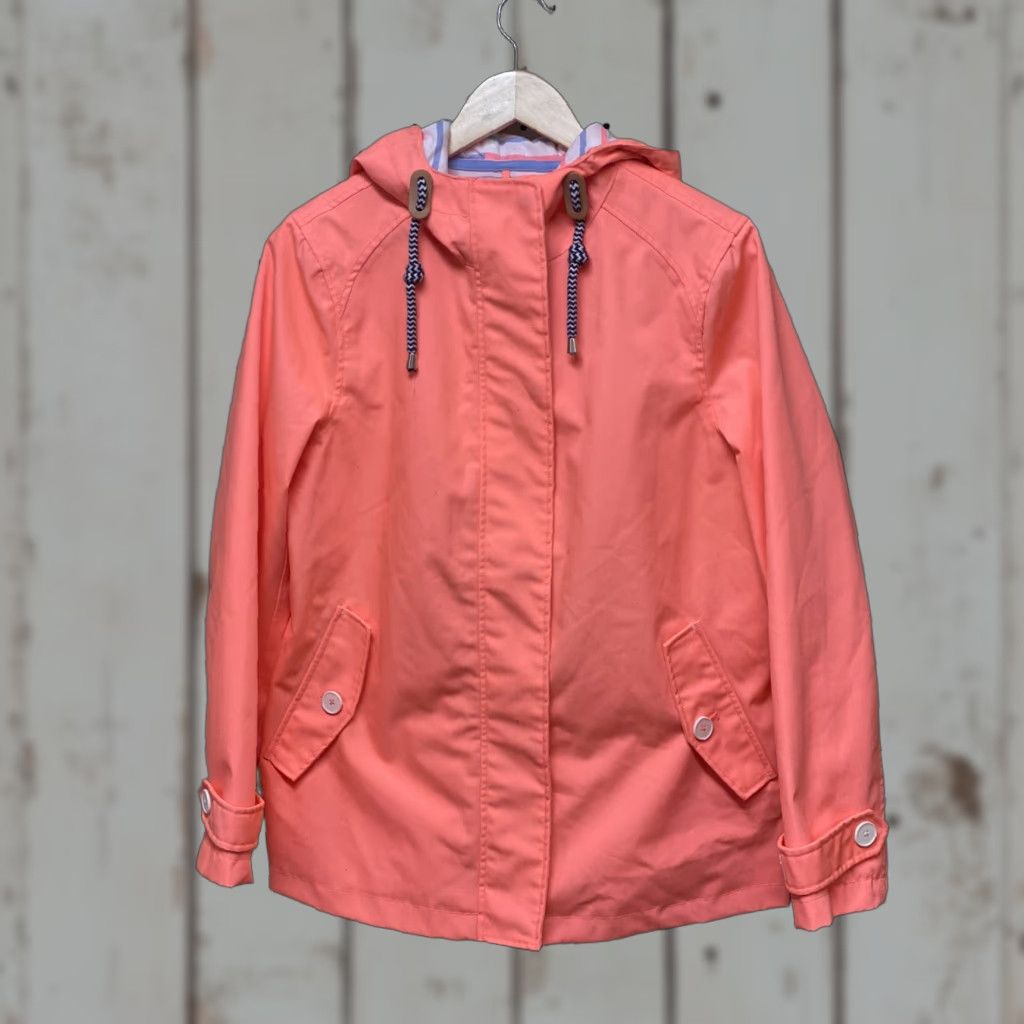 Vintage Joules U-Coast Waterproof Hooded Jacket Womens Large US 10 Neon Orange Fluorescent Rain Coat Hooded External Snaphot Zip Size L / US 10 / IT 46 - 1 Thumbnail