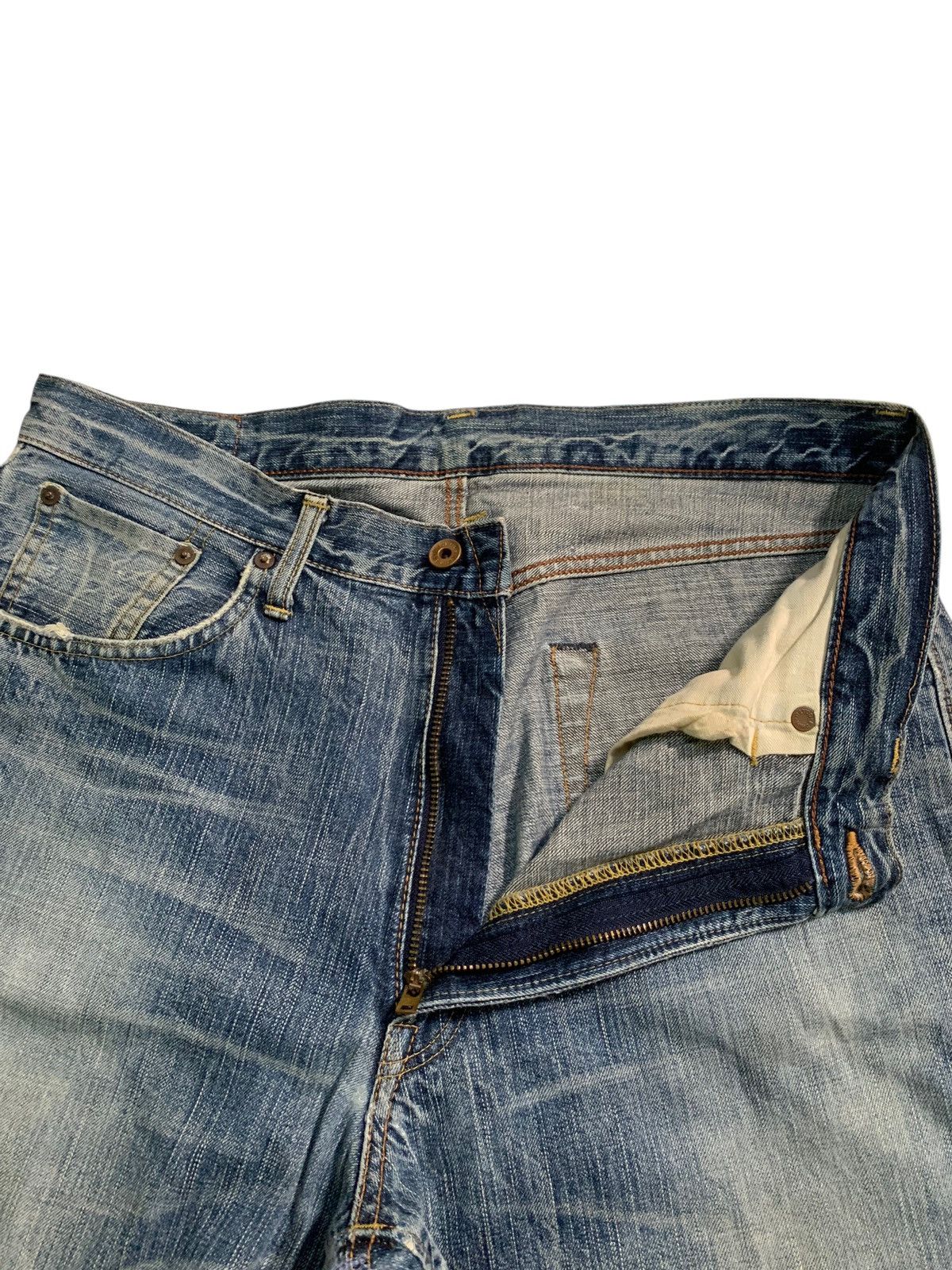 Japanese Brand VINTAGE EDWIN 505Z SELVEDGE RUSTY JAPANESE DISTRESSED DENIM Size US 35 - 15 Thumbnail