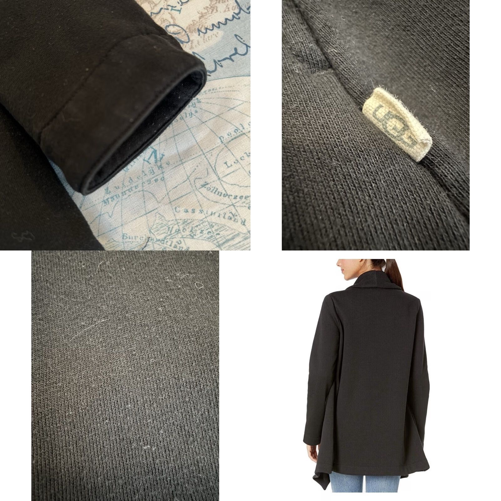 Ugg UGG Jacket Black Cardigan Long Fleece Wrap Open-Knit Drape Front Womens M Cozy Boho Outerwear Size M / US 6-8 / IT 42-44 - 10 Thumbnail