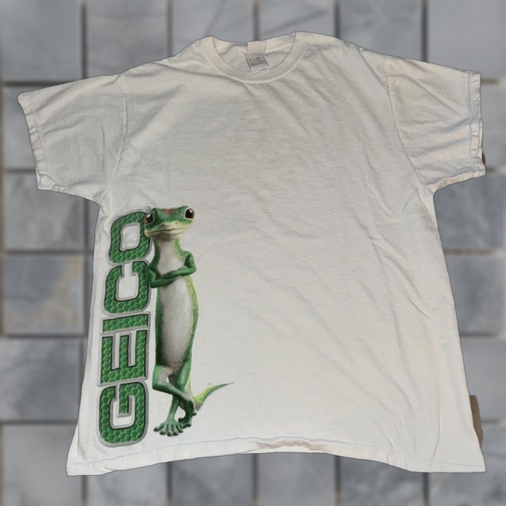 Fruit Of The Loom VINTAGE GEICO Gecko Promo T-Shirt White Fruit of the Loom Large 20x26 Insurance T-Shirt Mens L White Geico Gecko 90s Retro Y2K Ad Promo Band Tee Gift Size US L / EU 52-54 / 3 - 1 Thumbnail
