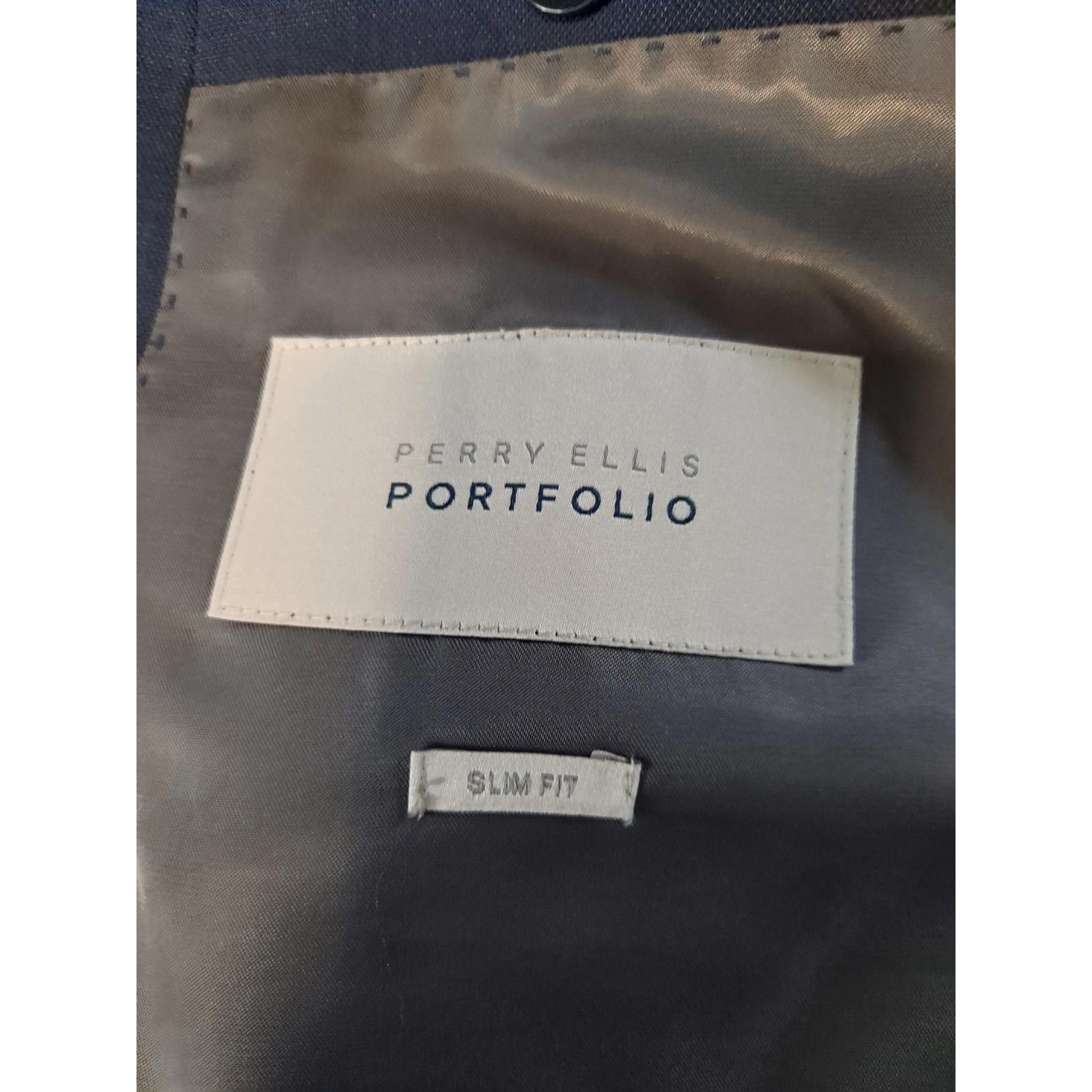 Perry Ellis Perry Ellis Portfolio Slim Fit Blue Suit Jacket Size 46R Size 46R - 9 Thumbnail