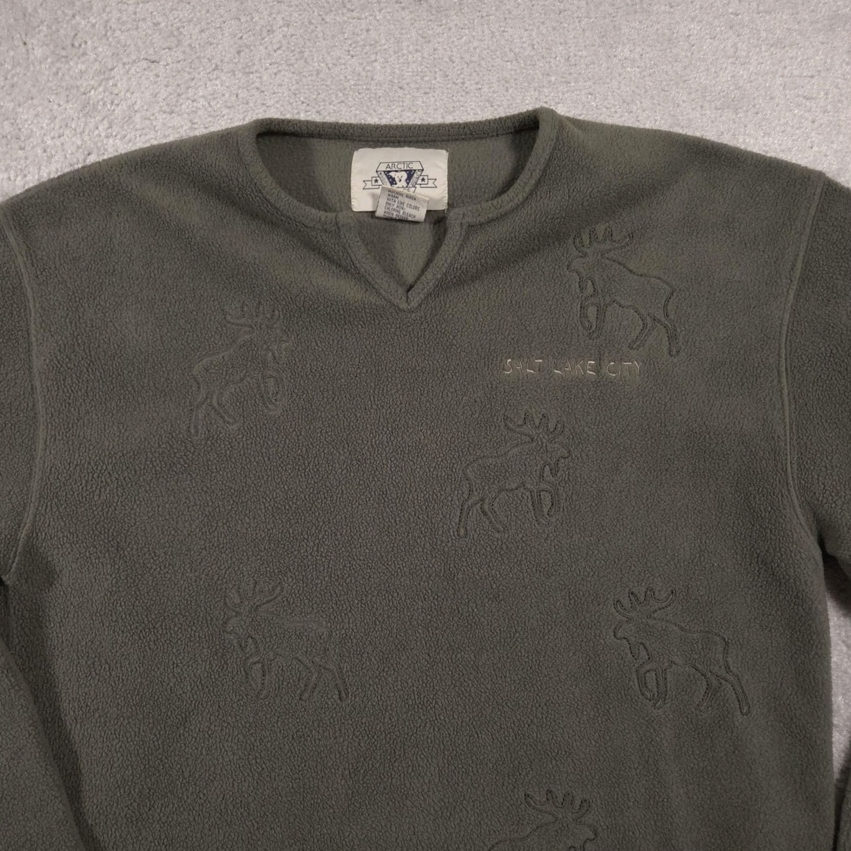 Vintage VINTAGE Arctic Image Fleece Pullover Mens L Green Moose Salt Lake City Embroidered Size US L / EU 52-54 / 3 - 3 Thumbnail