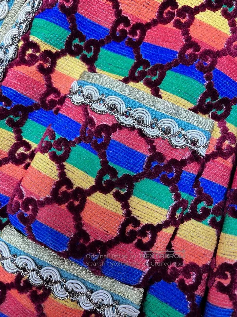 Gucci Gucci Rainbow plush full-print gold thread woven jacket Size S / US 4 / IT 40 - 5 Thumbnail