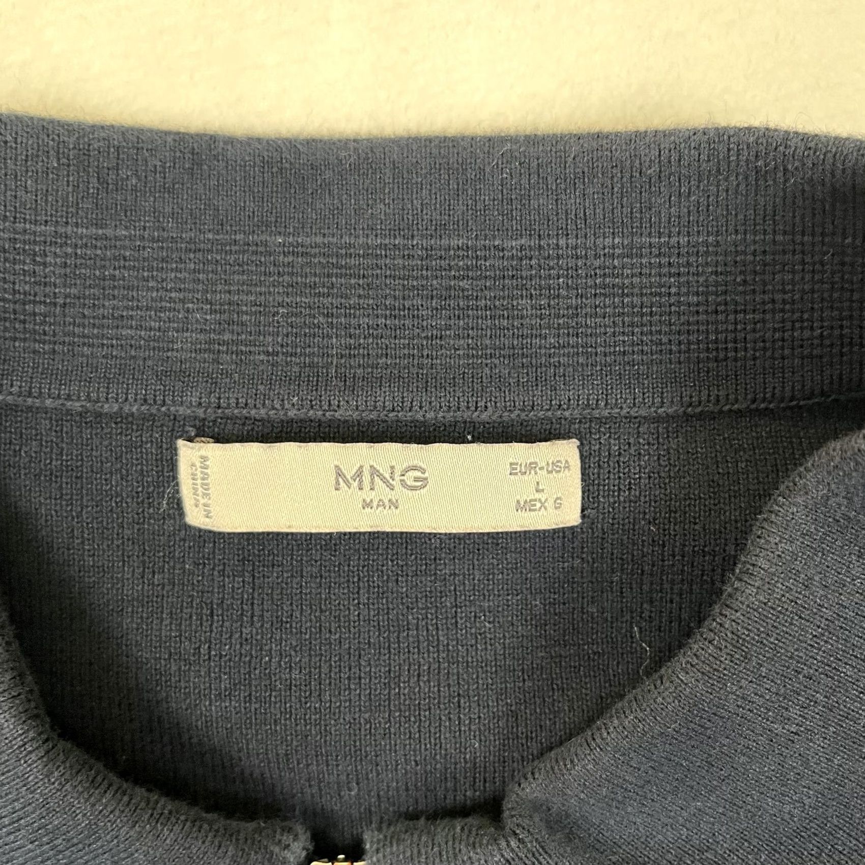 Mango Mango MNG Man Polo Shirt Mens Large Blue White Stripe 1/4 Zip Short Sleeve Knit Size US L / EU 52-54 / 3 - 3 Thumbnail
