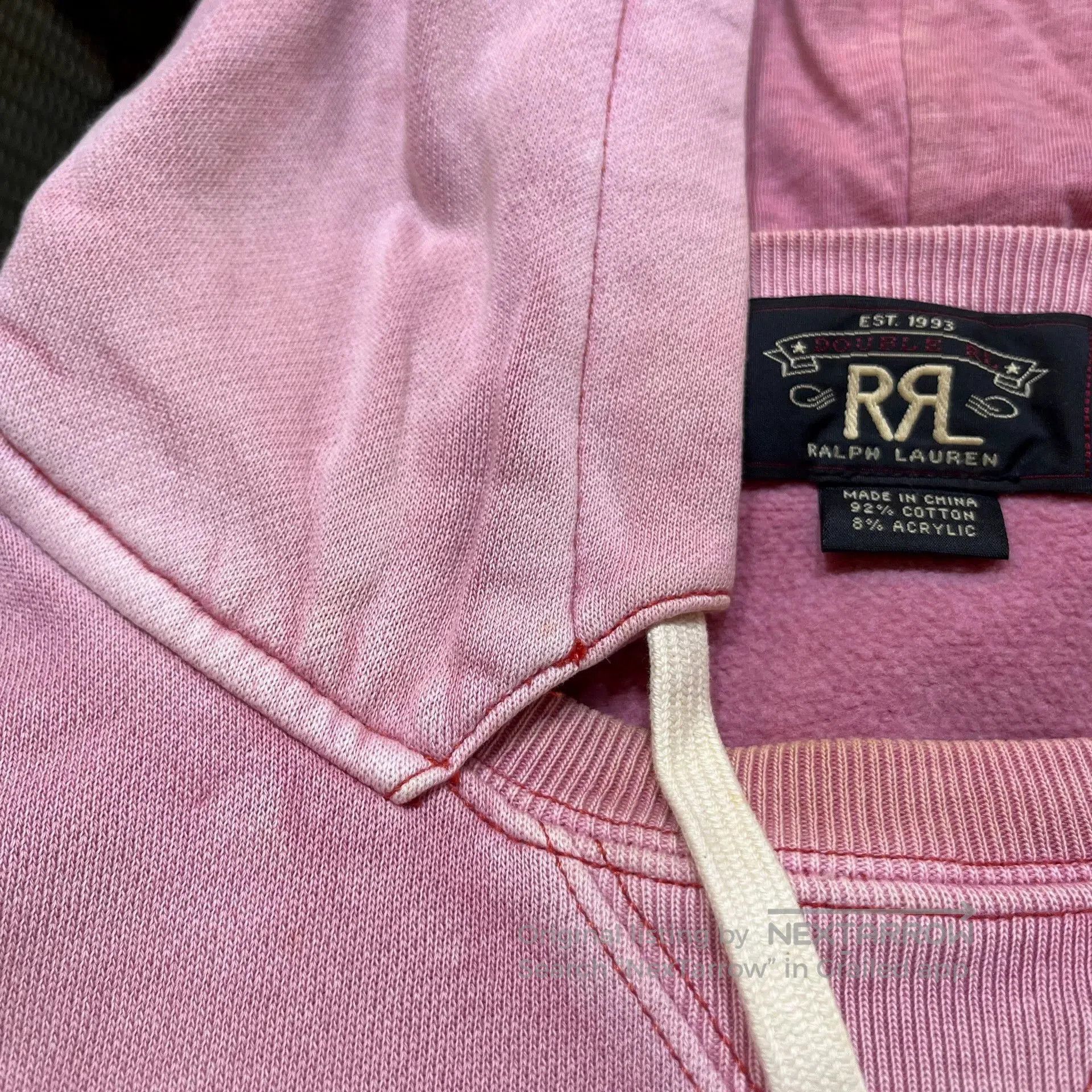 RRL Ralph Lauren vintage pink double RL hoodie with graphic. Size US S / EU 44-46 / 1 - 7 Thumbnail