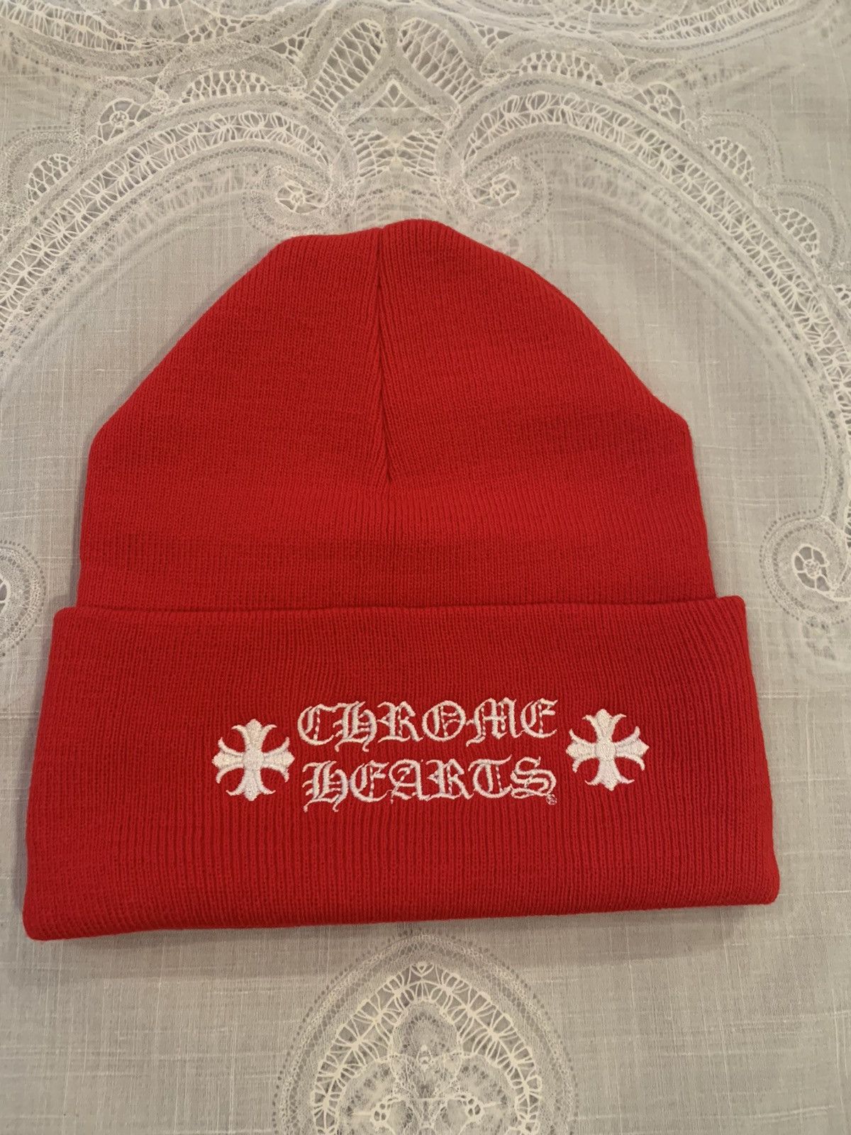 Chrome Hearts Chrome Hearts Red Beanie Size ONE SIZE - 4 Thumbnail