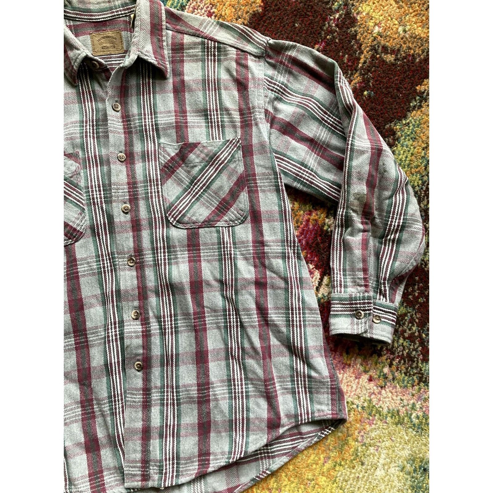 Vintage VINTAGE St. John's Bay Plaid Flannel Shirt Size L Gray Cotton Button-Up Long Sleeve Mens 90s USA Made Regular Fit Size US L / EU 52-54 / 3 - 3 Thumbnail