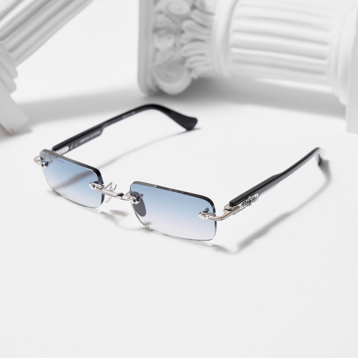 Chrome Hearts CHROME HEARTS DEEP I SHINY SILVER BLACK PLASTIC SUNGLASSES Size ONE SIZE - 1 Thumbnail