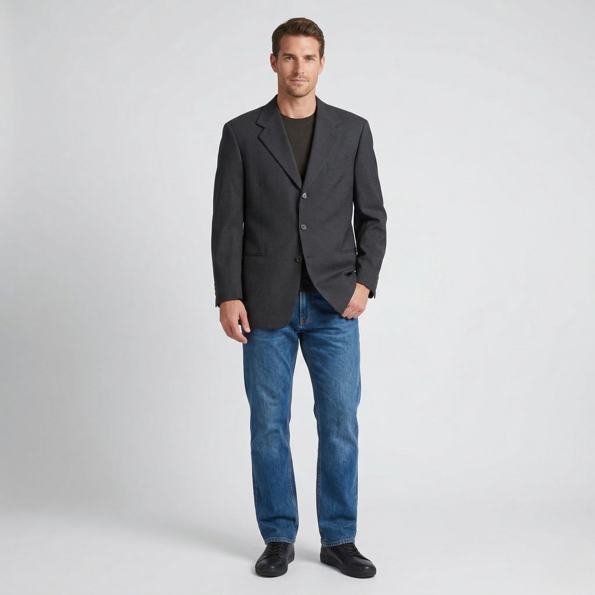 Emporio Armani Emporio Armani Men 54 44 Blazer Charcoal Vintage 1221 Size 44R - 1 Thumbnail