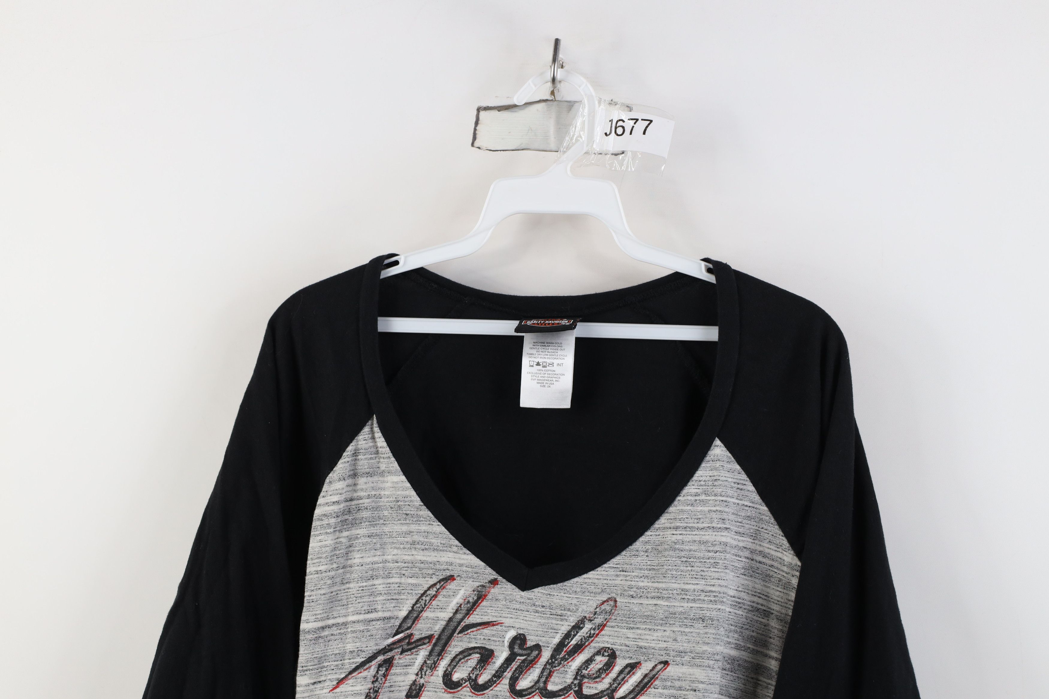 Harley Davidson Vintage Y2K Babydoll Harley Davidson Long Sleeve T-Shirt Size XXL / US 16-18 / IT 52-54 - 2 Thumbnail