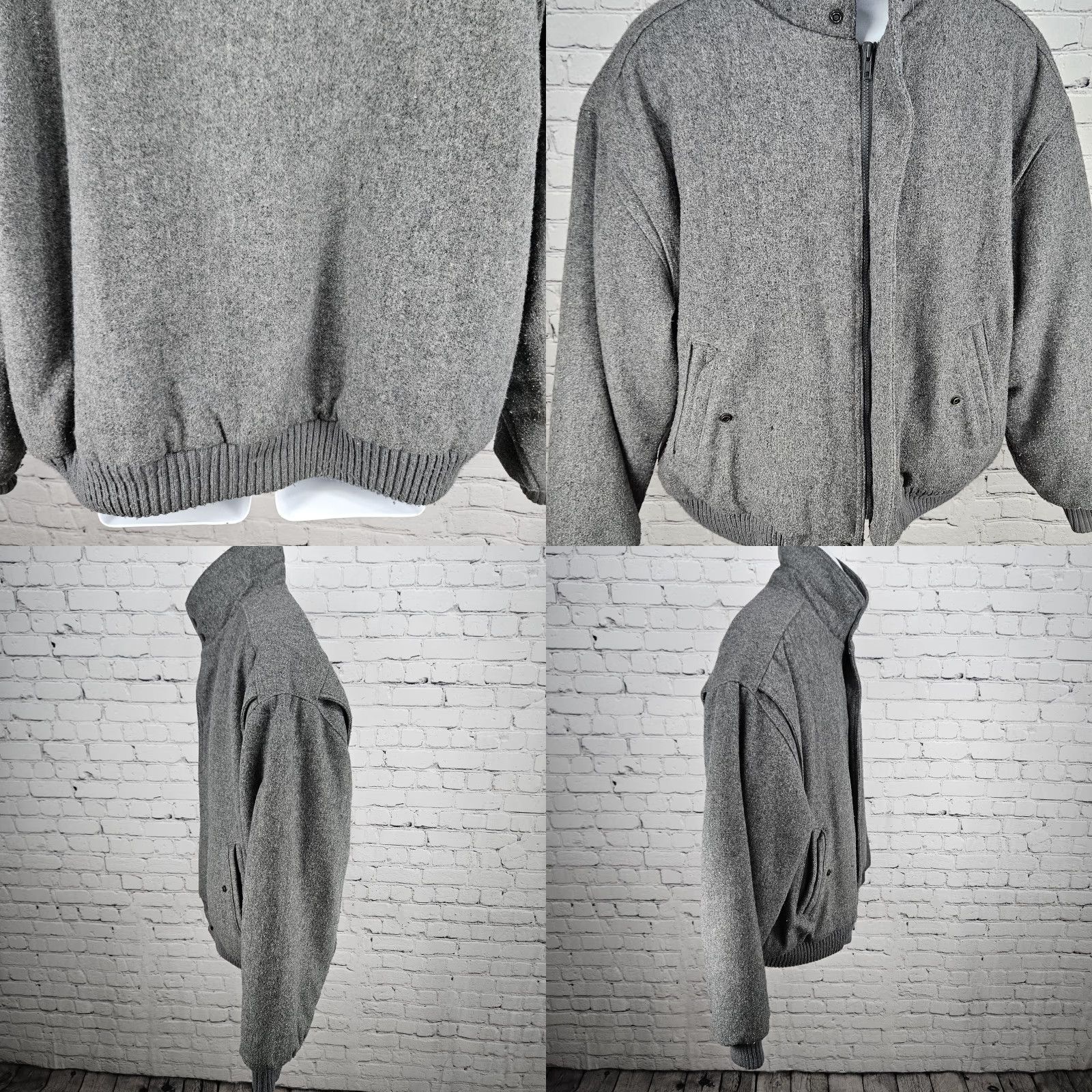 Vintage VINTAGE Expressions Bomber Jacket Wool Blend Zip Snap Insulated Grey XL 46 Men Wool Blend Zip Snap Pockets Stand-Up Collar 55 in Chest Vintage Mens Size US S / EU 44-46 / 1 - 9 Thumbnail