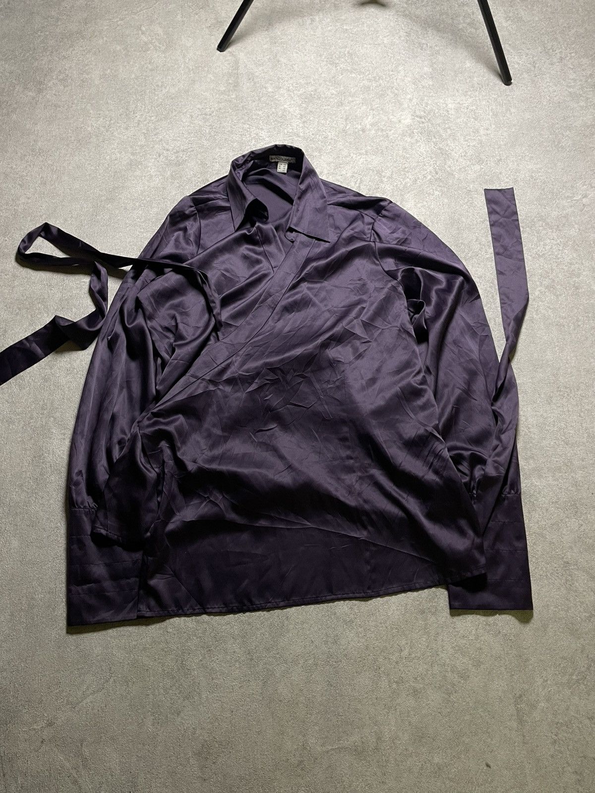 If Six Was Nine Skull Deep violet satin wrap shirt — Nosferatu energy Size US M / EU 48-50 / 2 - 5 Thumbnail