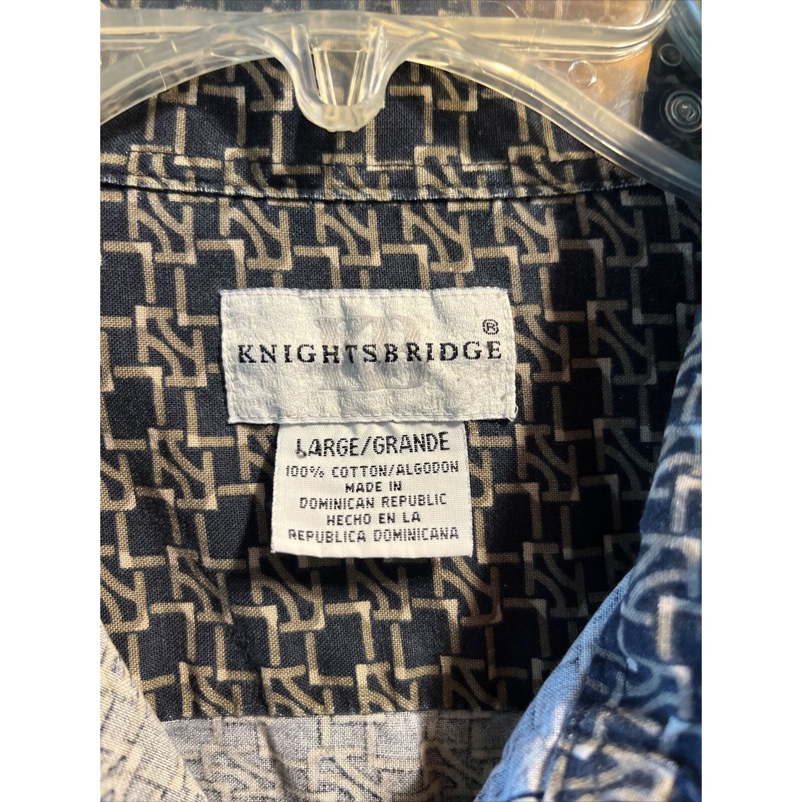 Other Knightsbridge VTG Shirt Mens L Navy Geometric Button Cotton Size US L / EU 52-54 / 3 - 2 Thumbnail