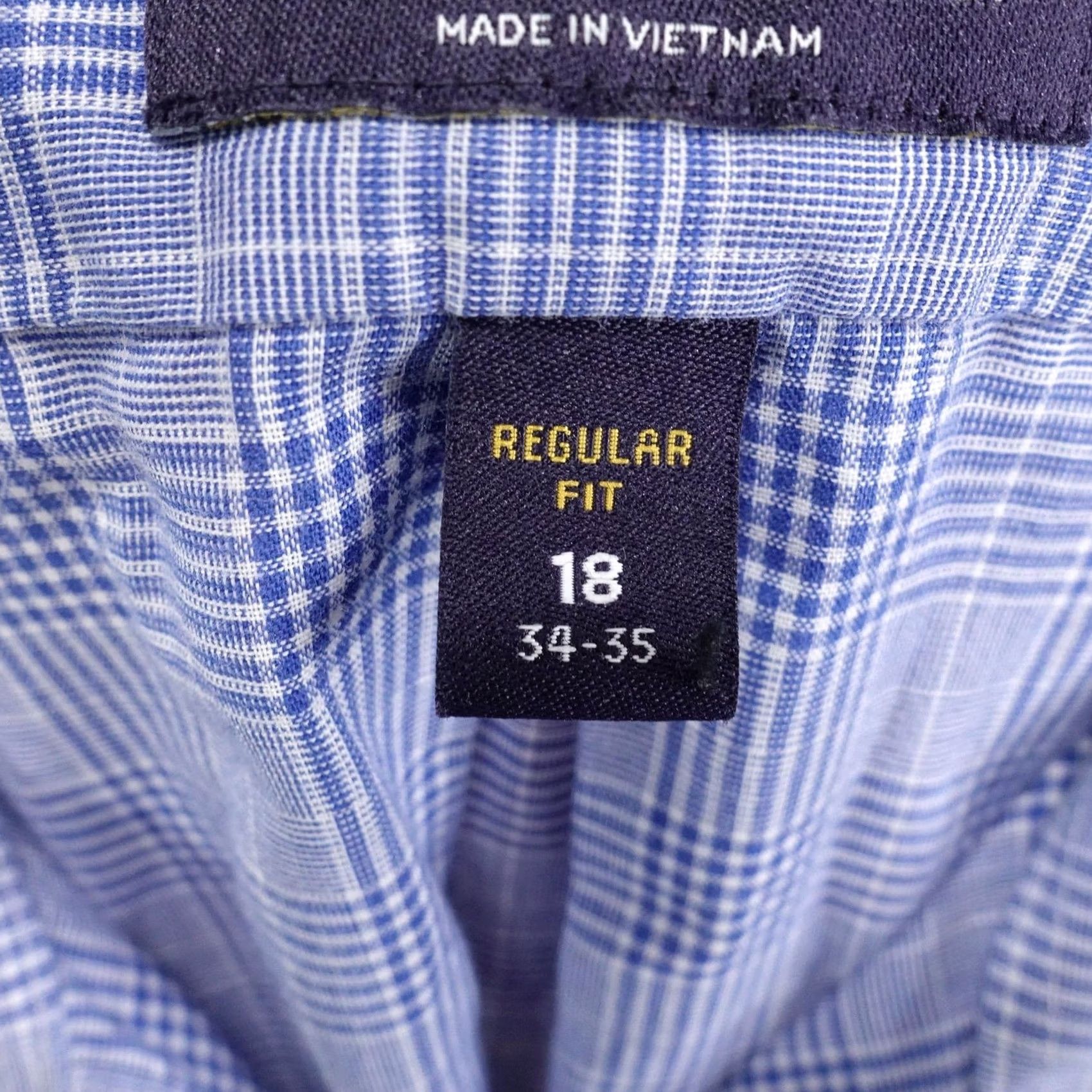 Stafford Stafford Dress Shirt Mens 18 34/35 Blue Check Regular Fit Travel Easy Care Size 48R - 7 Thumbnail