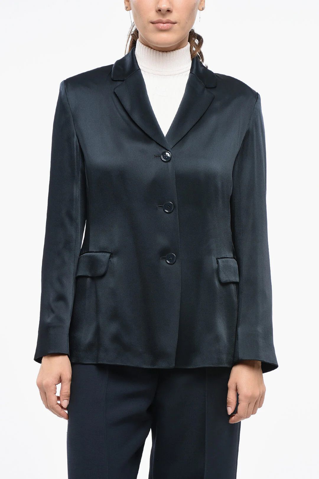Max Mara og1mm0426 S Slim-Fit Satin Blazer in Blue Size S / US 4 / IT 40 - 1 Thumbnail