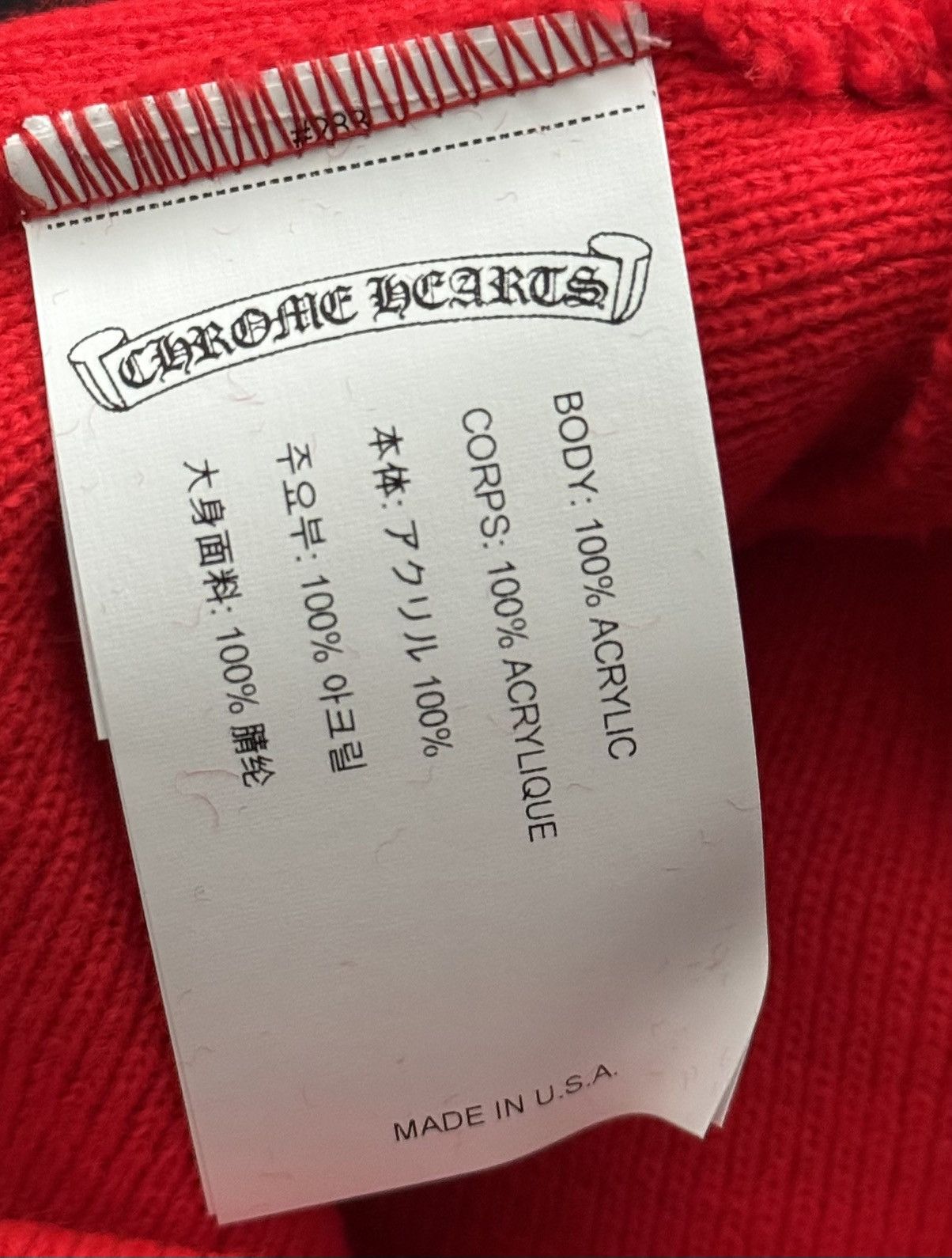 Chrome Hearts Chrome Hearts Red Beanie Size ONE SIZE - 4 Thumbnail