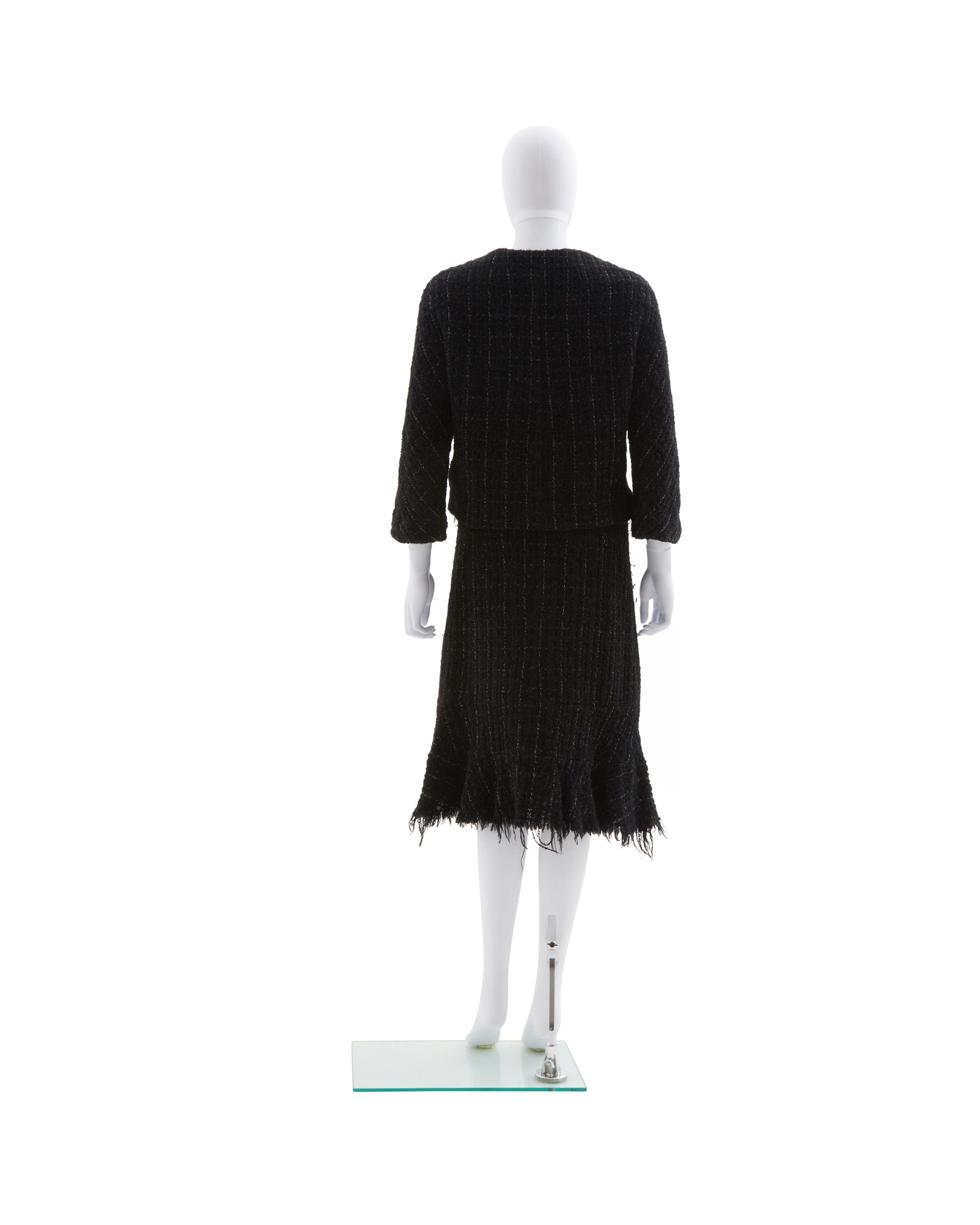 Junya Watanabe F/W 2003 black fringe tweed jacket & skirt set Size M / US 6-8 / IT 42-44 - 3 Thumbnail