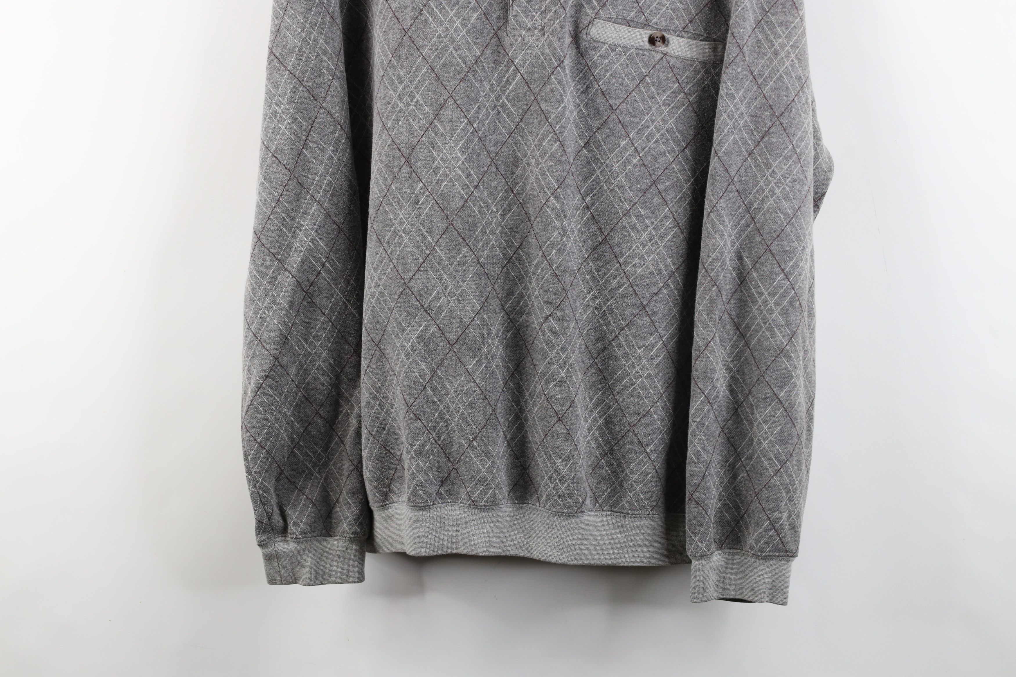 Vintage Vintage 90s Streetwear Argyle Diamond Knit Long Sleeve Polo Size US XL / EU 56 / 4 - 3 Thumbnail