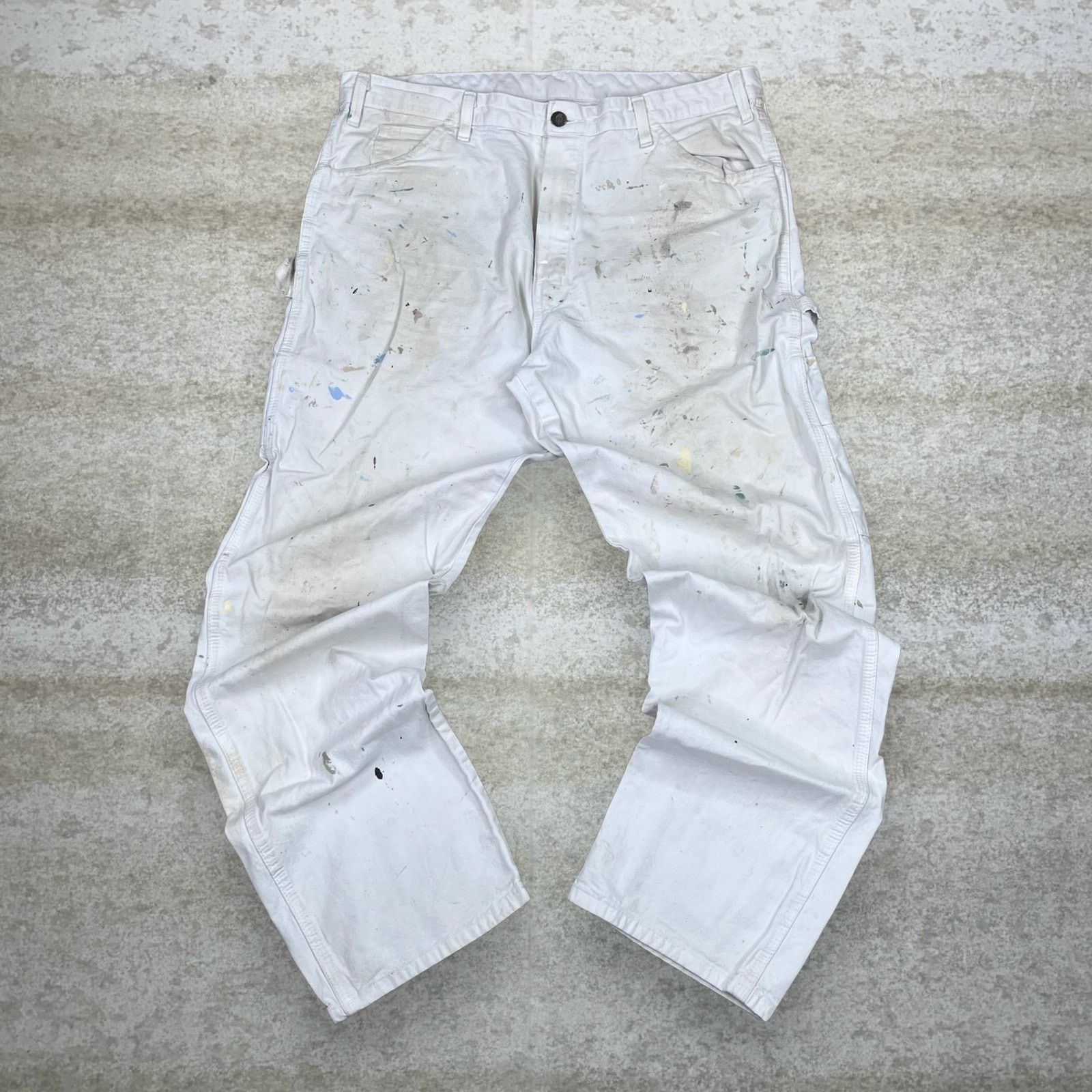 Dickies Vintage 90s Dickies Carpenter Pants 38x34 Baggy White Canvas Size US 38 / EU 54 - 2 Thumbnail