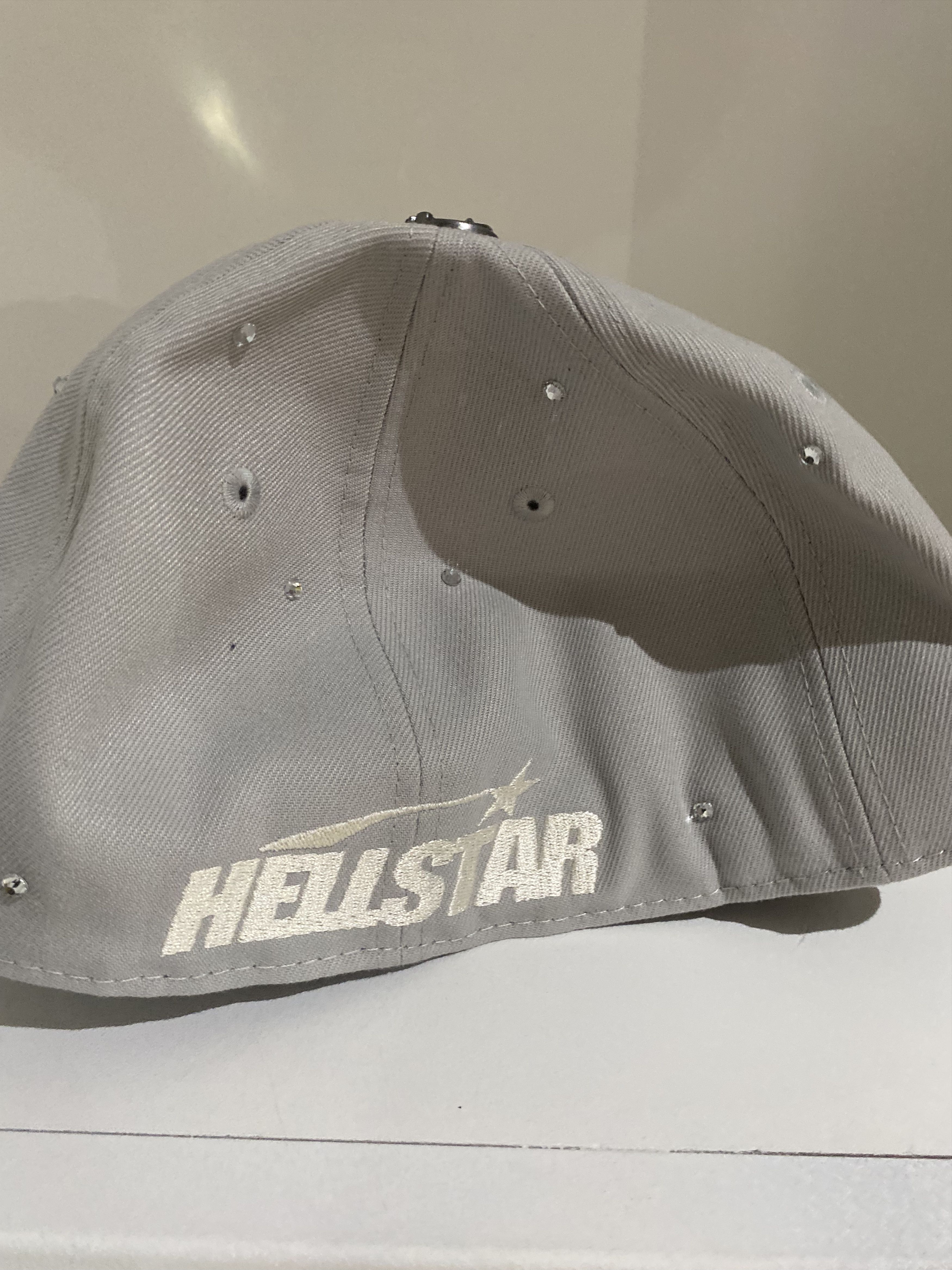 HELLSTAR HELLSTAR FITTED OG LOGO HAT RHINESTONE GREY Size ONE SIZE - 3 Thumbnail