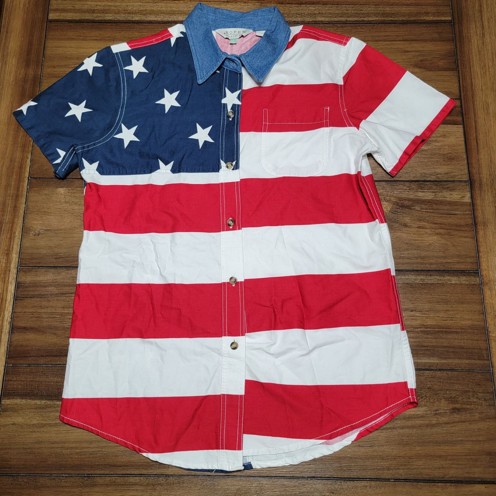 Roper Roper Full Button Stars & Stripes Western Shirt - Size Small Size S / US 4 / IT 40 - 1 Thumbnail