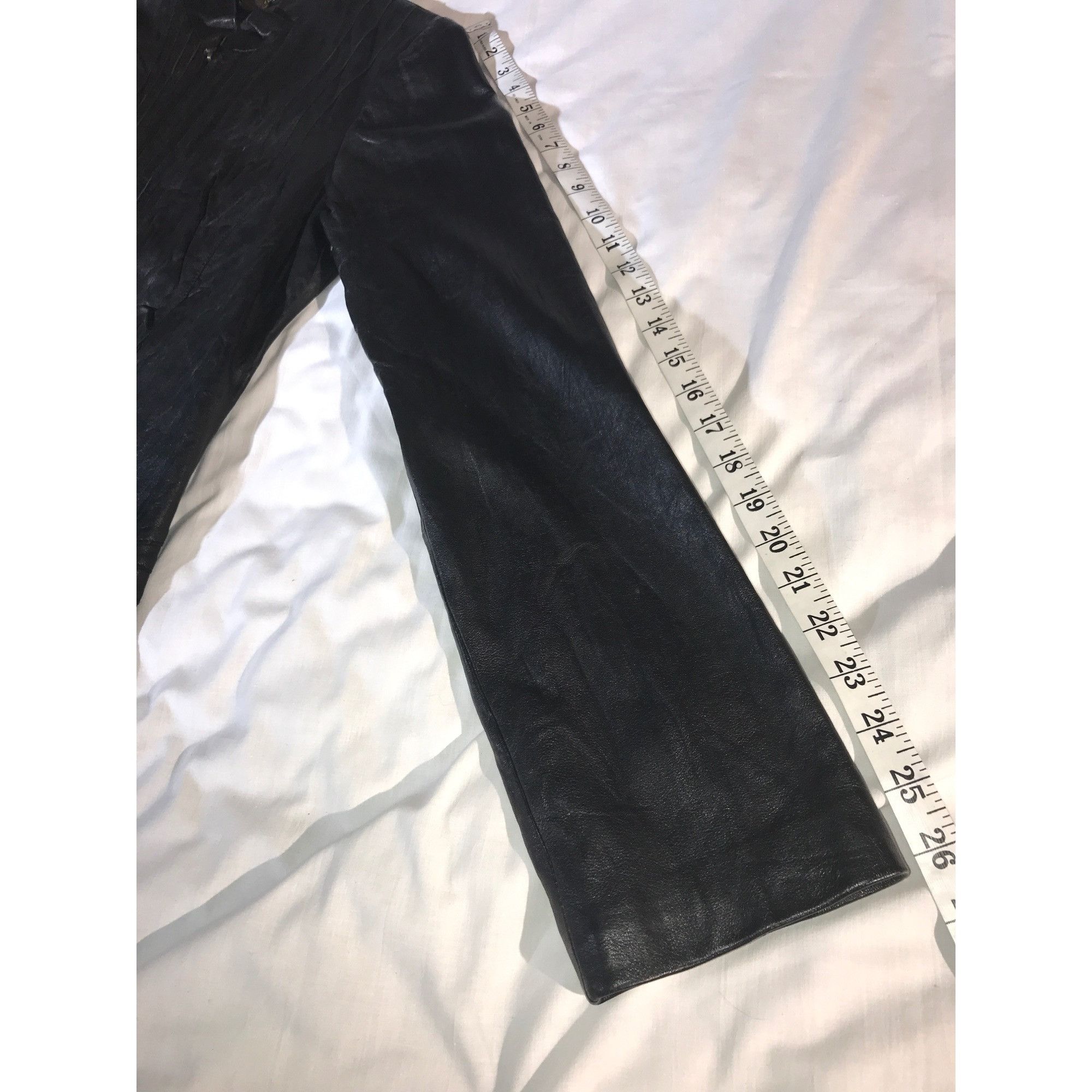 Vintage XCVI Women's Black Leather Multi-Seamed Full Zip Jacket Size L / US 10 / IT 46 - 8 Thumbnail