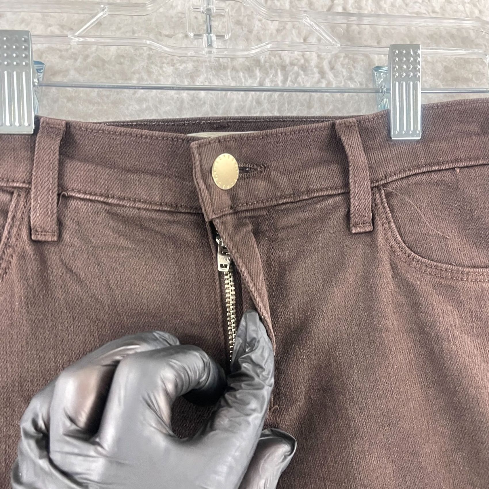 L'AGENCE L'Agence Sada Jeans Womens Size 25 Brown Denim High-Rise Cropped Slim Frayed Hem Jeans Size 42" / US 20 - 5 Thumbnail