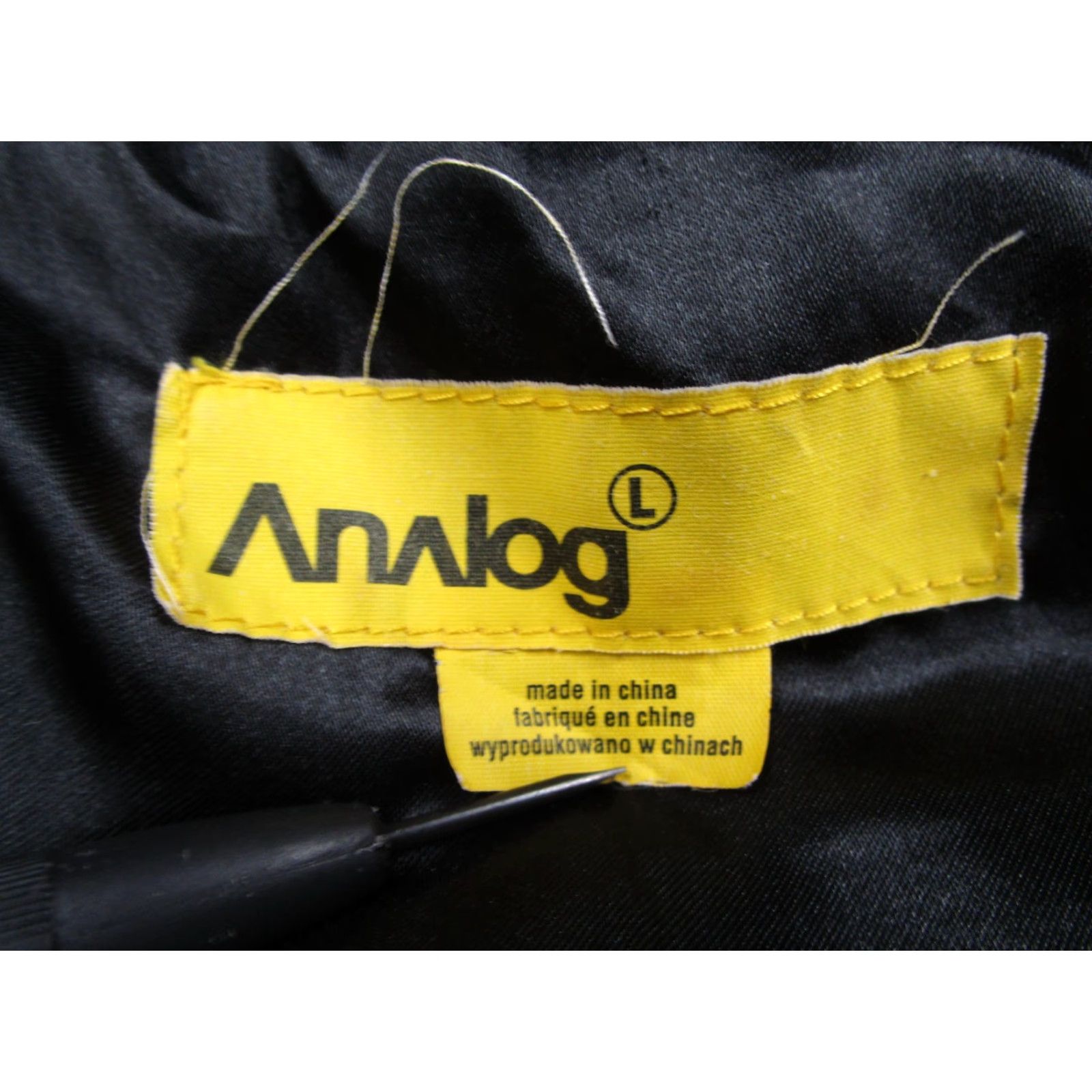 Logo 7 Analog Jacket Mens Large Black Quilted Bomber Full Zip Ribbed Hem Cuffs Logo Size US L / EU 52-54 / 3 - 2 Thumbnail