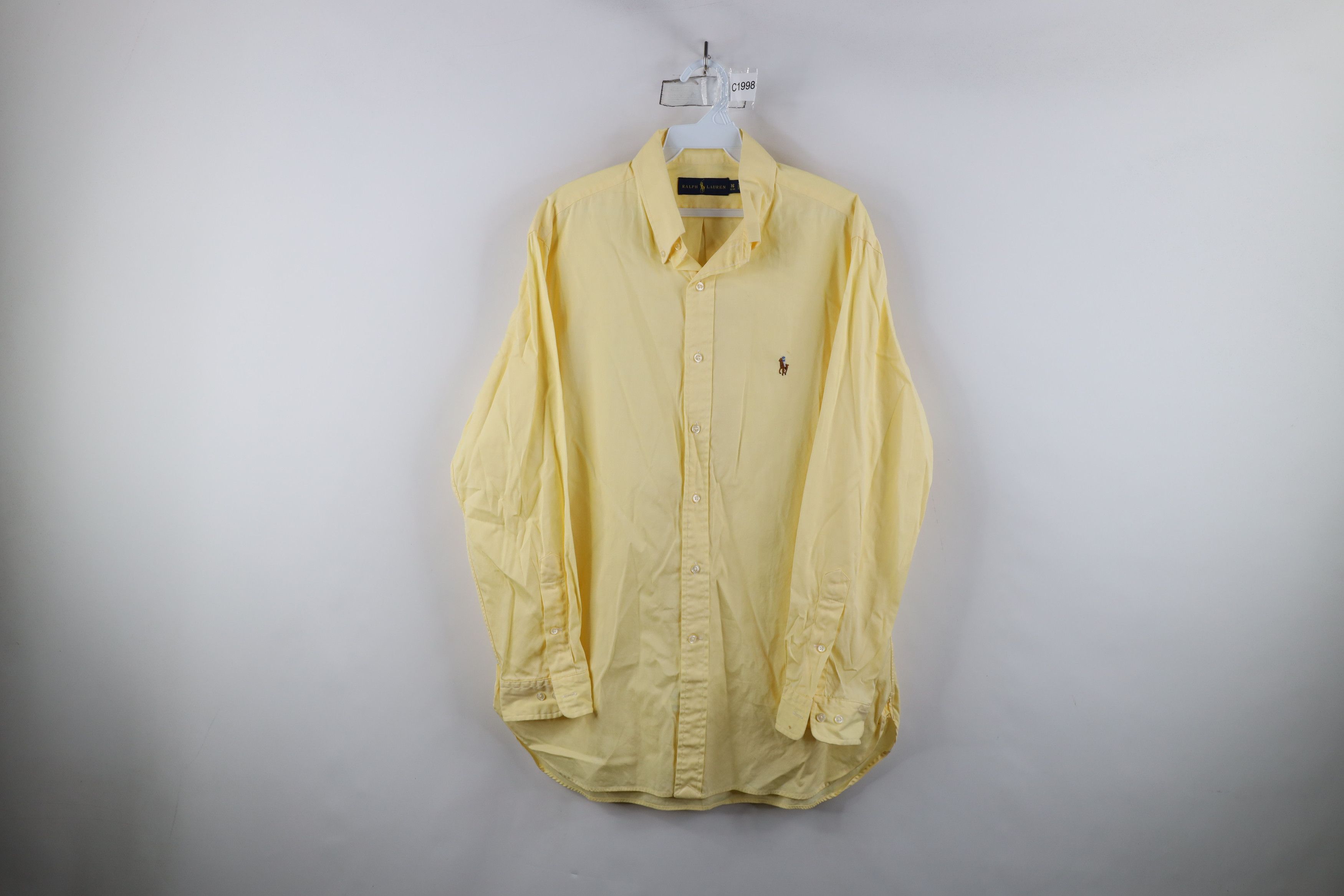 Ralph Lauren × Vintage Vintage Ralph Lauren Faded Collared Button Down Shirt Yellow Size US M / EU 48-50 / 2 - 1 Thumbnail
