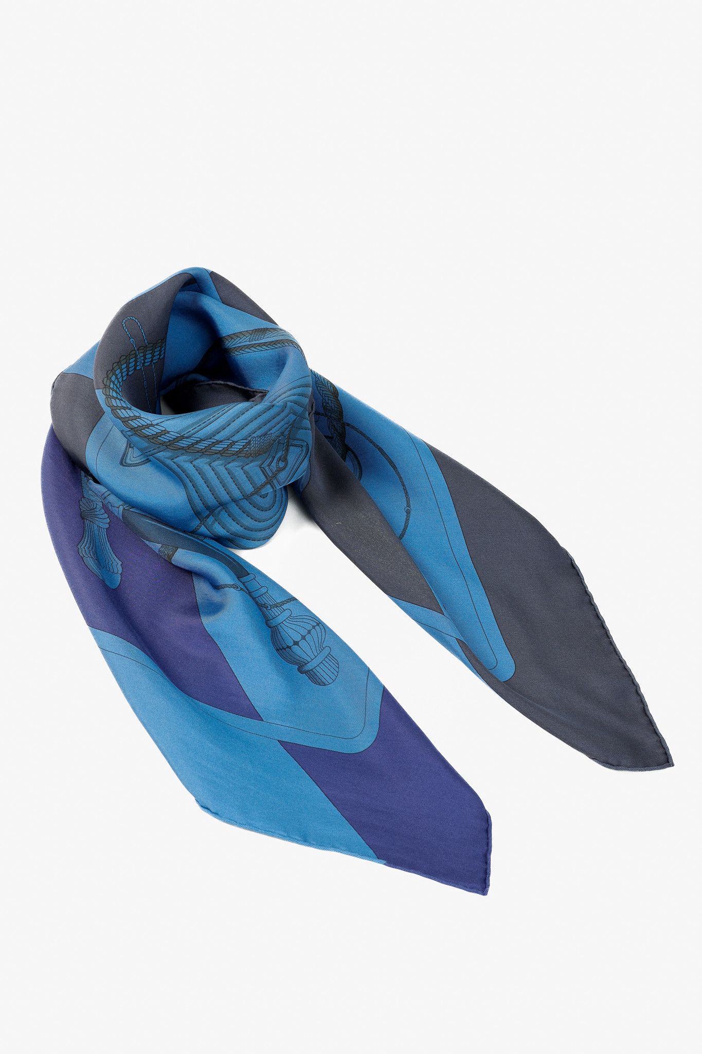 Hermes Hermes Clic-Clac 90 Blue Dip-Dye Silk Scarf Size ONE SIZE - 1 Thumbnail