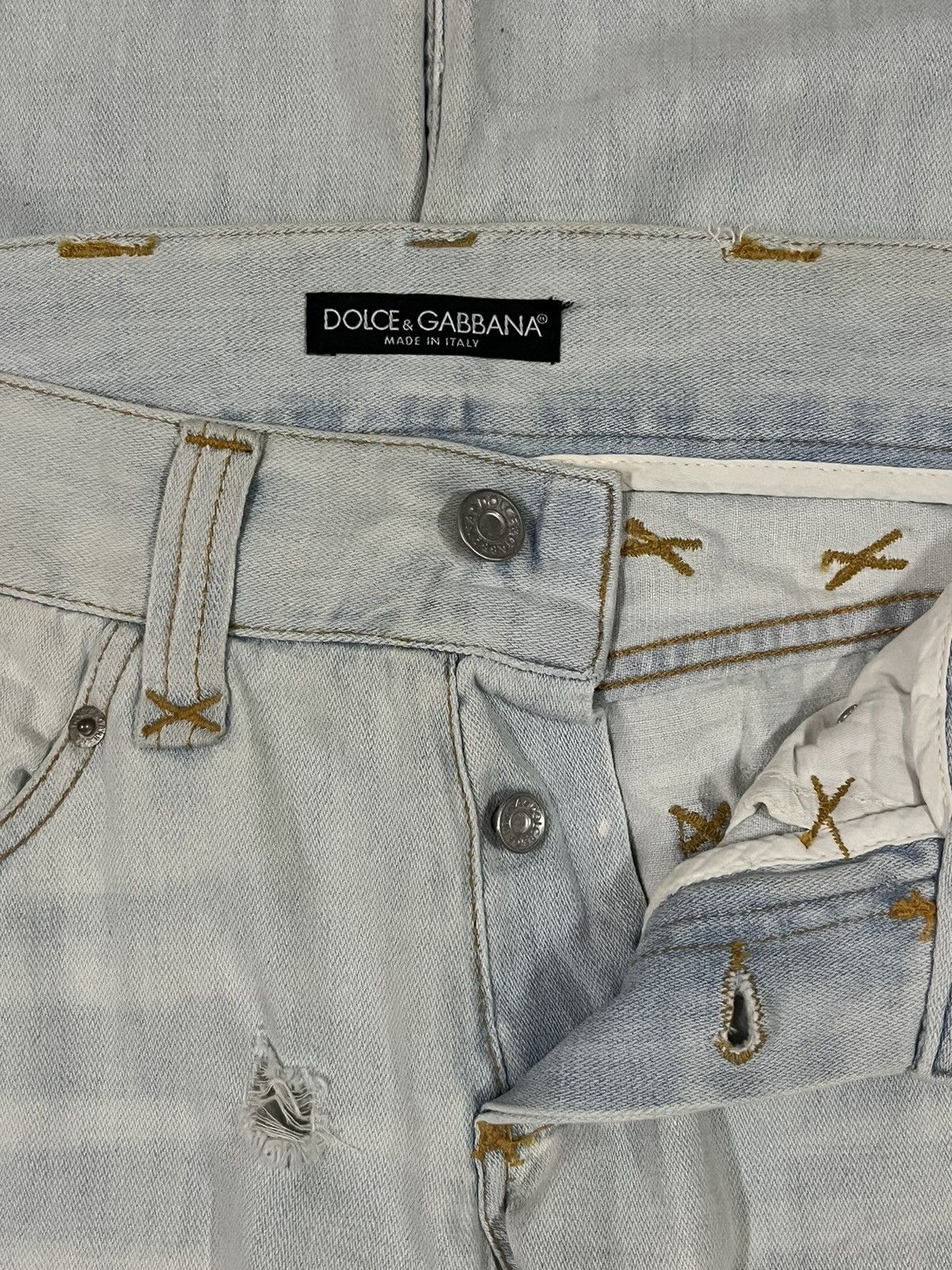 Dolce & Gabbana Dolce & Gabbana Destroyed Grey Bleached Distressed Punk Jean Size US 32 / EU 48 - 9 Thumbnail