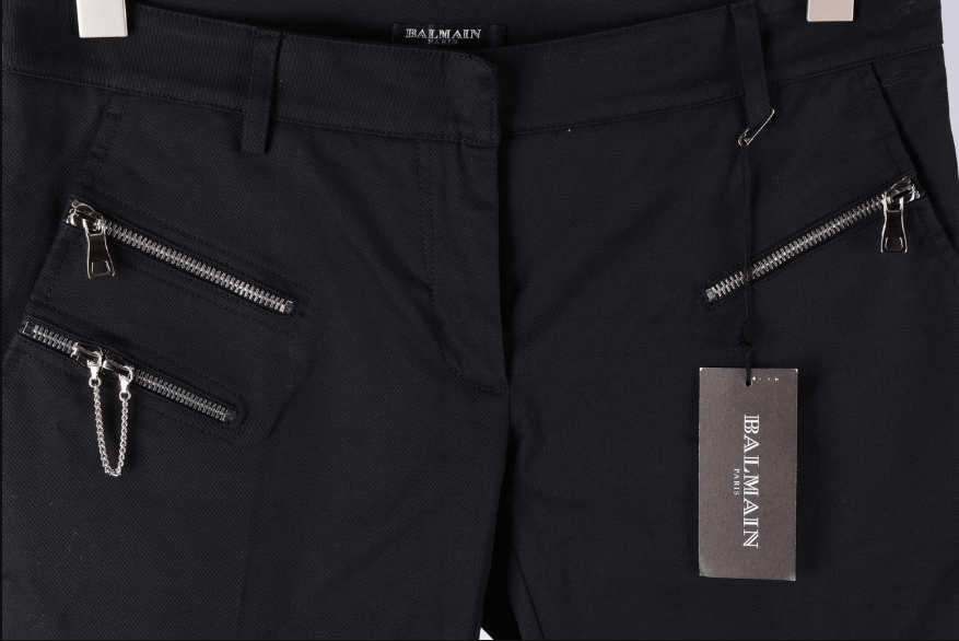 Balmain Women's Balmain Black Biker Zip Pocket Trousers Size W33 L34 Size 33" - 3 Thumbnail