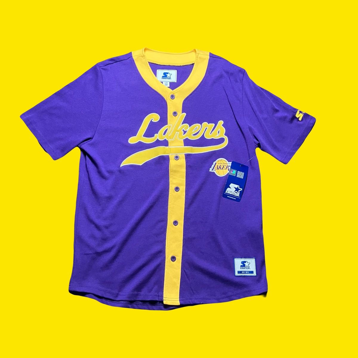 NBA × Starter STARTER Los Angeles Lakers Baseball Style Jersey NWT Size US L / EU 52-54 / 3 - 1 Thumbnail