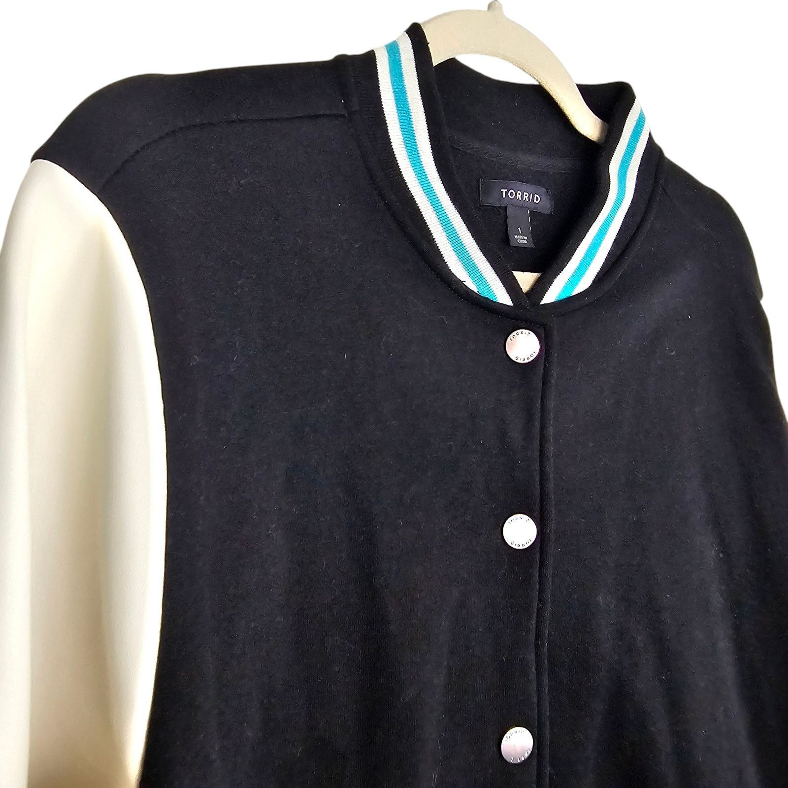 Torrid Torrid Womens Fleece Varsity Bomber Jacket Plus Size 1X Snap Size XL / US 12-14 / IT 48-50 - 5 Thumbnail