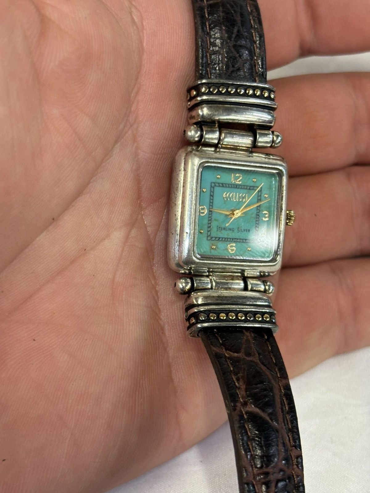 Ecosys Ecclissi Sterling Silver Turquoise Face Women’s Watch! Size ONE SIZE - 4 Thumbnail